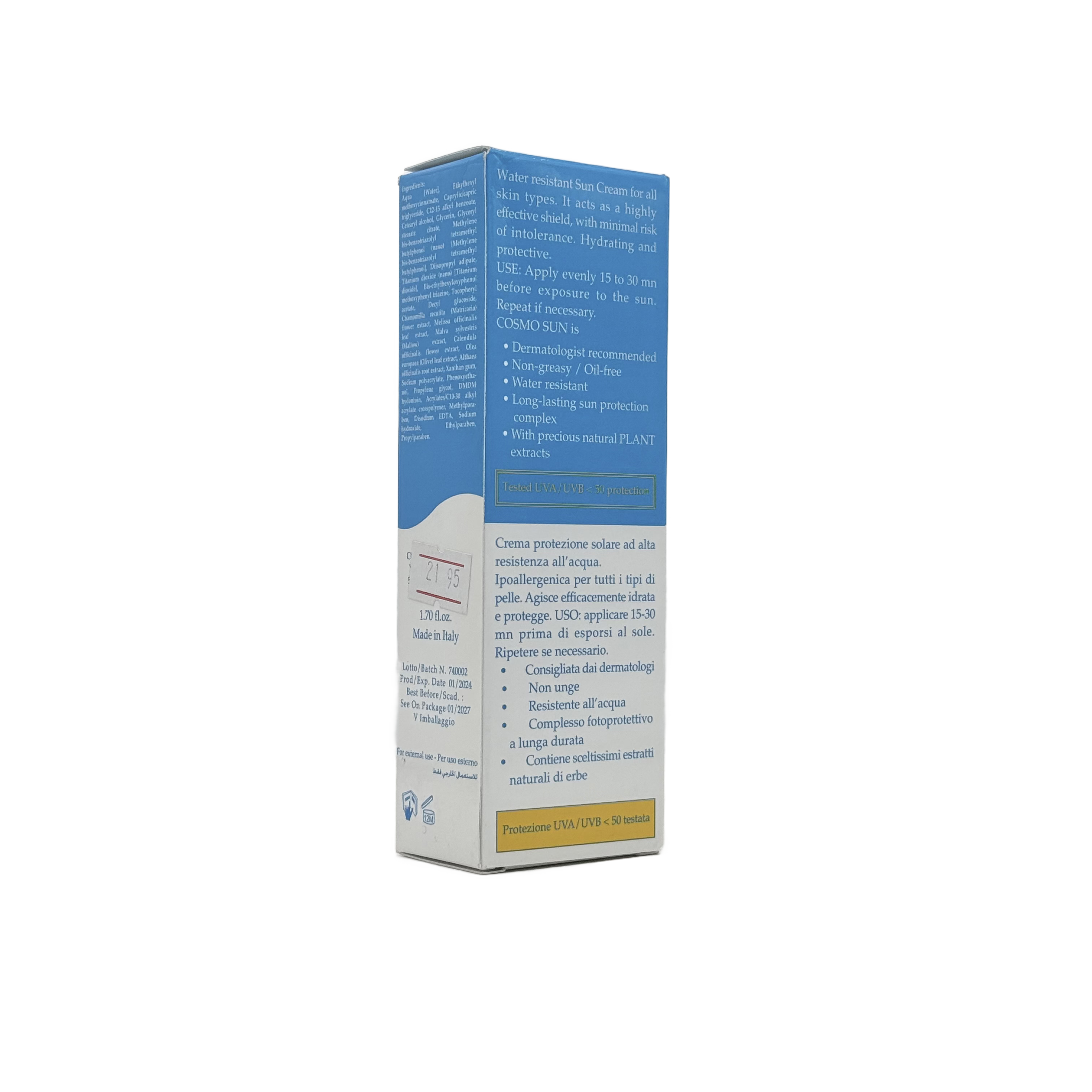 COSMO SPF 50+ Sunscreen Cream 50ml - كوزمو كريم واقي شمس SPF 50+ 50 مل