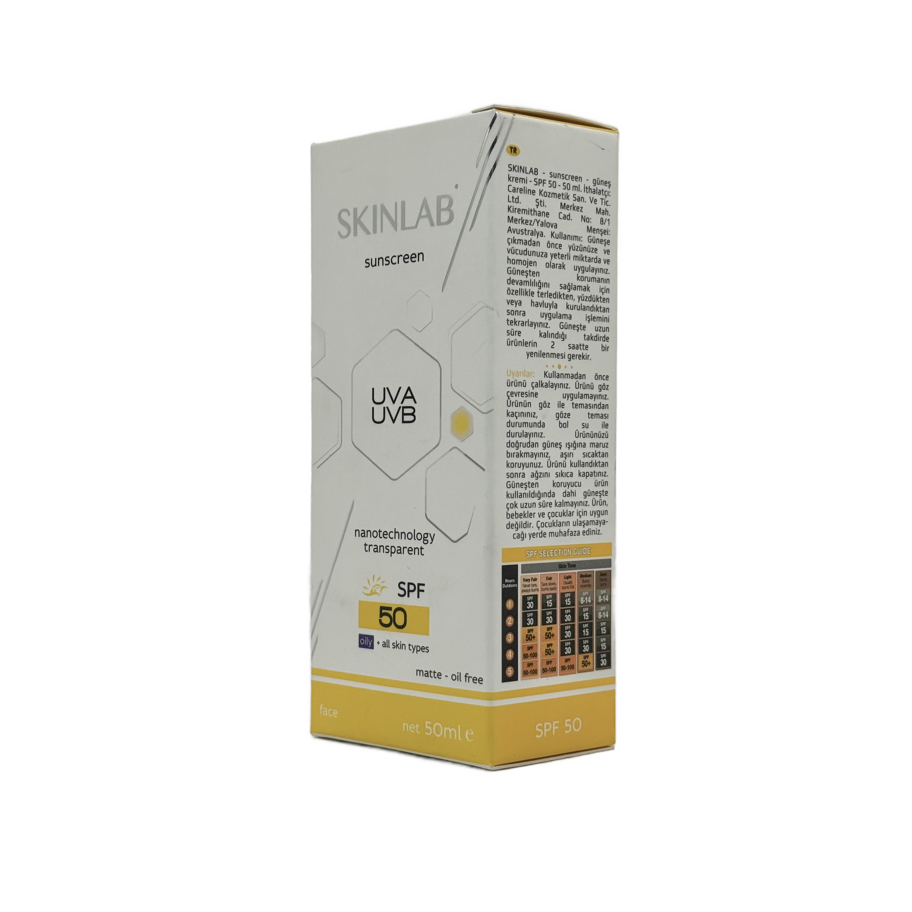 SKINLAB Transparent Nanotechnology Sunscreen SPF 50 50ml - سكينلاب واقي شمس شفاف بتقنية النانو SPF 50 50 مل