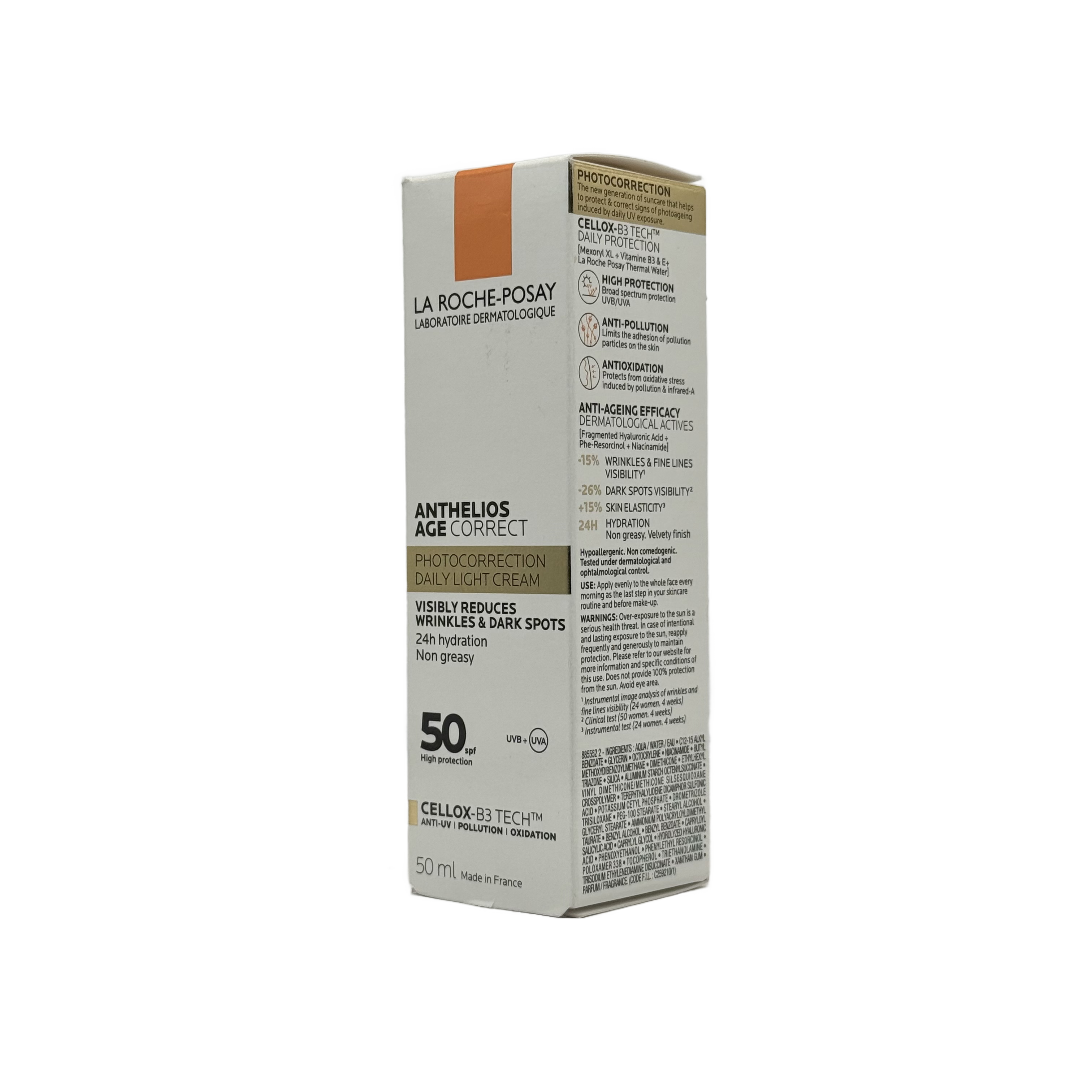 La Roche Posay Anthelios Age Correct Daily Light Cream SPF50 50ml - لاروش بوزيه أنثيليوس ايج كوركت ديلي لايت كريم SPF50 50 مل