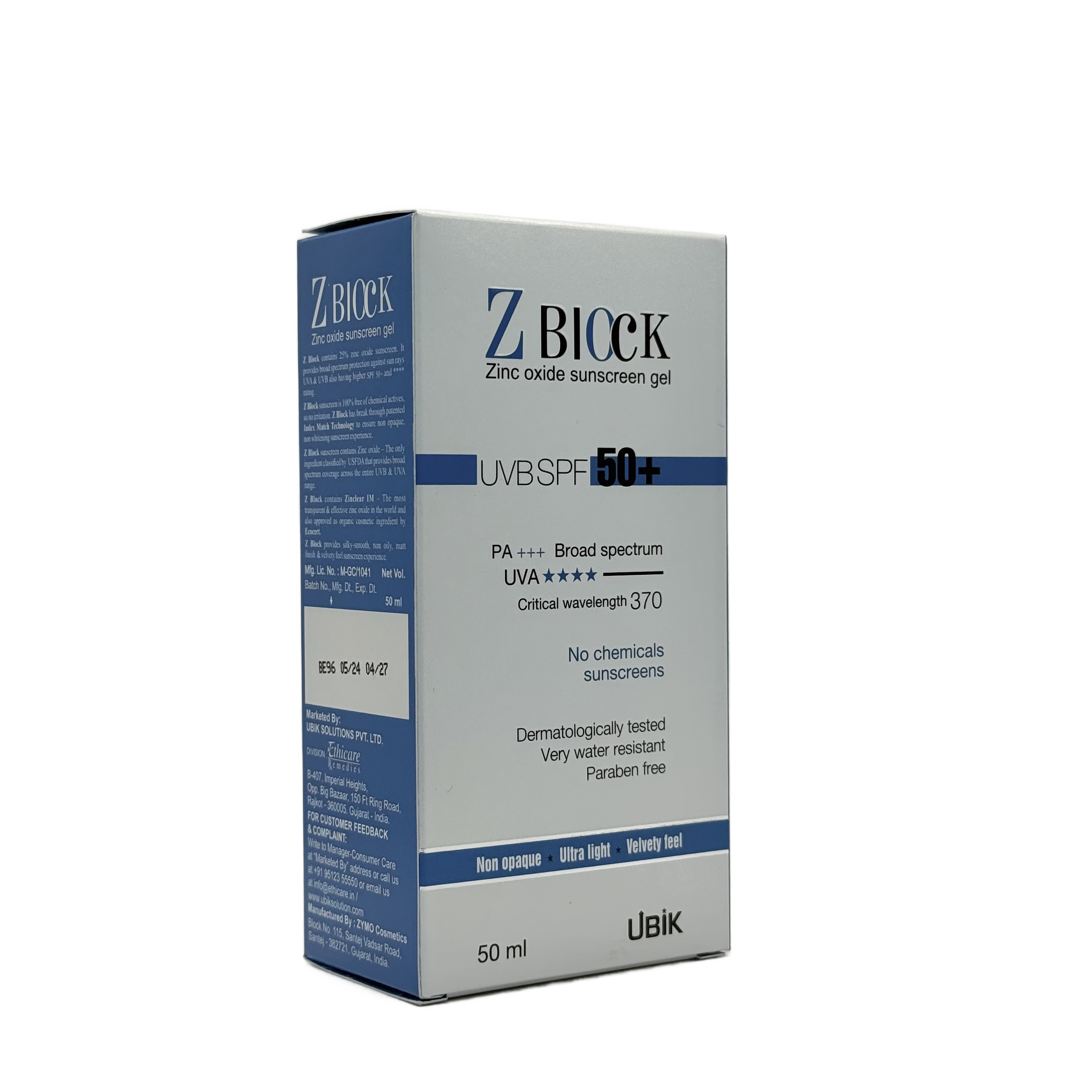 Z Block Sunscreen Gel SPF50+ 50ml - زد بلوك جل واقي شمس SPF50+ 50 مل