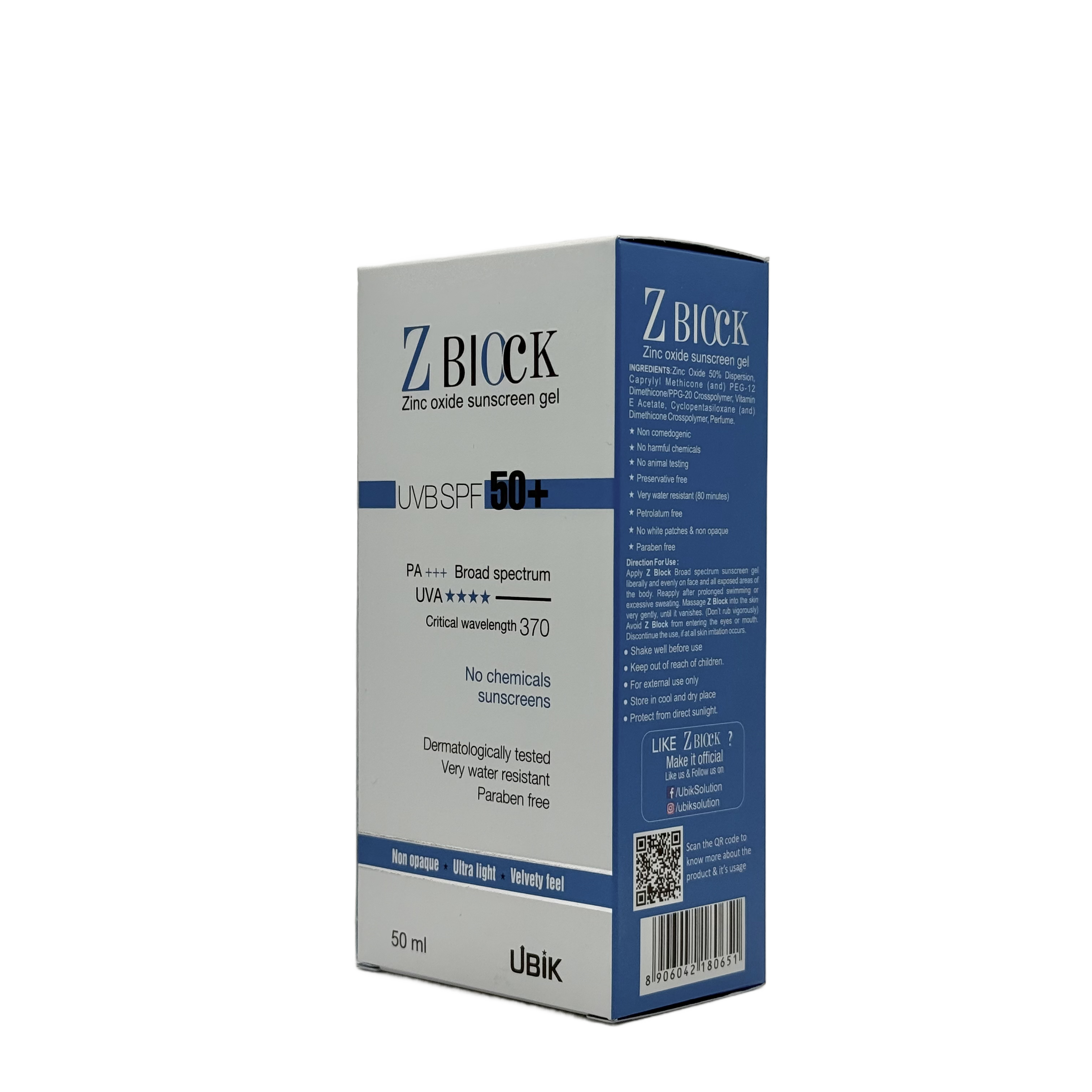 Z Block Sunscreen Gel SPF50+ 50ml - زد بلوك جل واقي شمس SPF50+ 50 مل