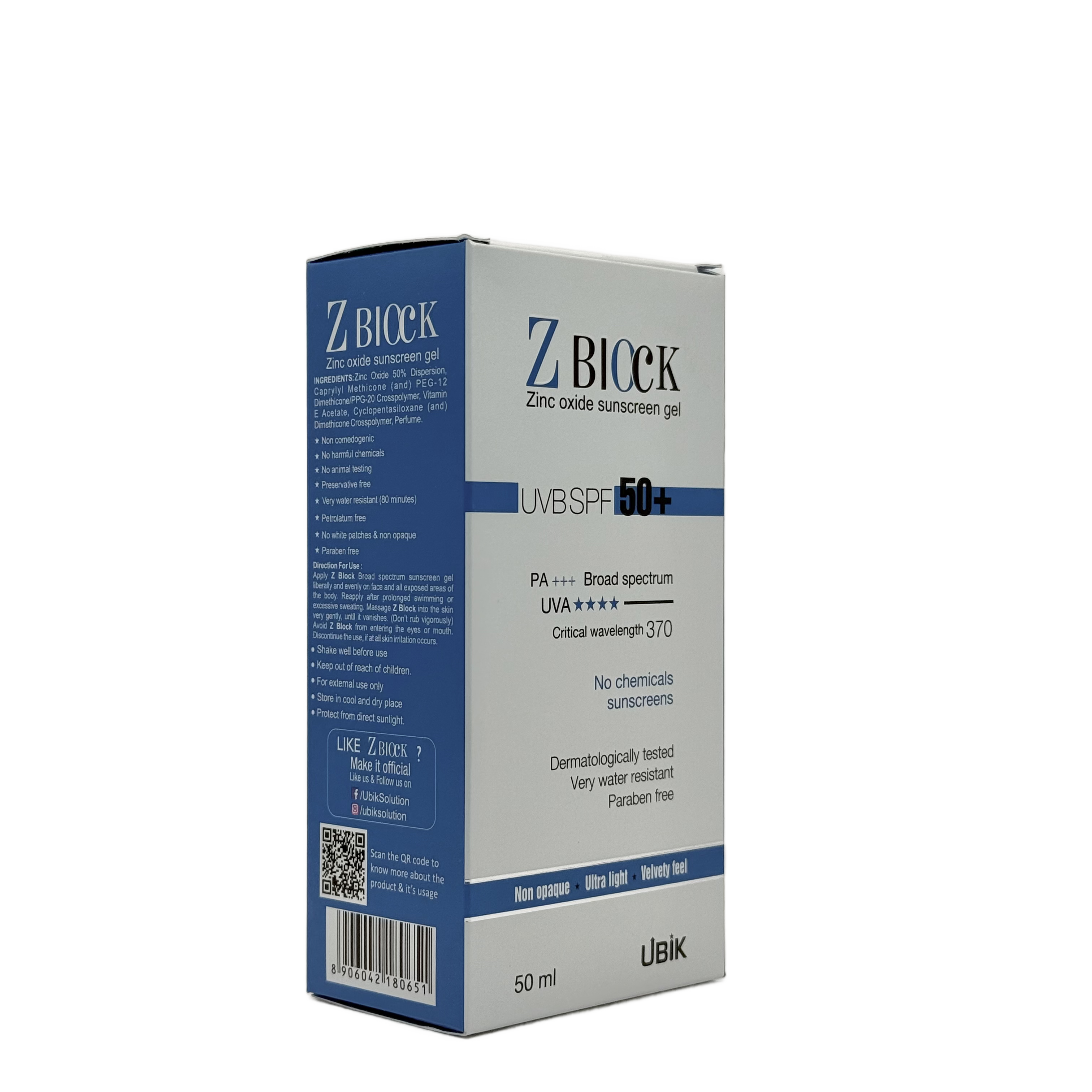Z Block Sunscreen Gel SPF50+ 50ml - زد بلوك جل واقي شمس SPF50+ 50 مل