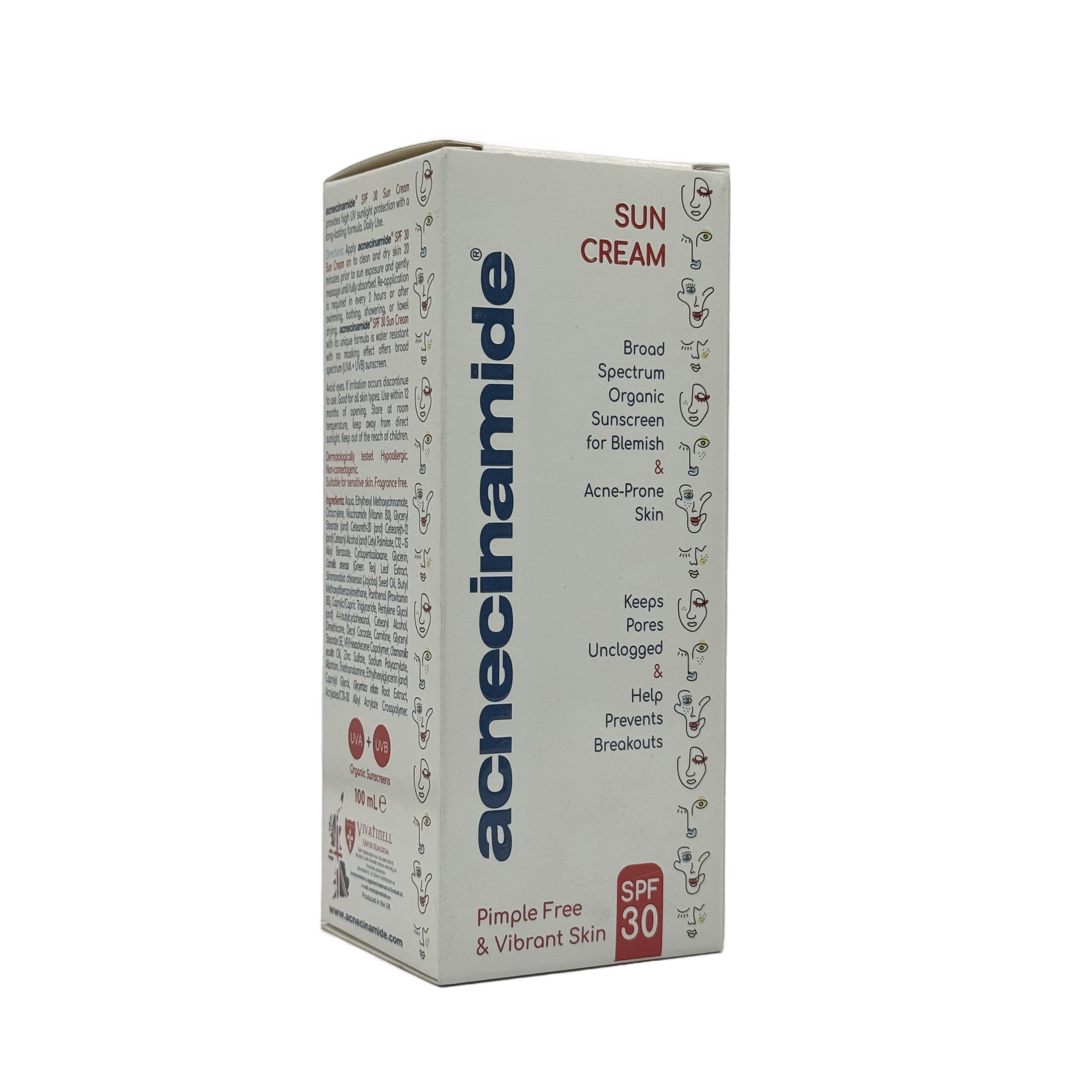 Acnecinamide Sun Cream SPF30 100ml - أكنيسيناميد كريم واقي شمس SPF30 100 مل
