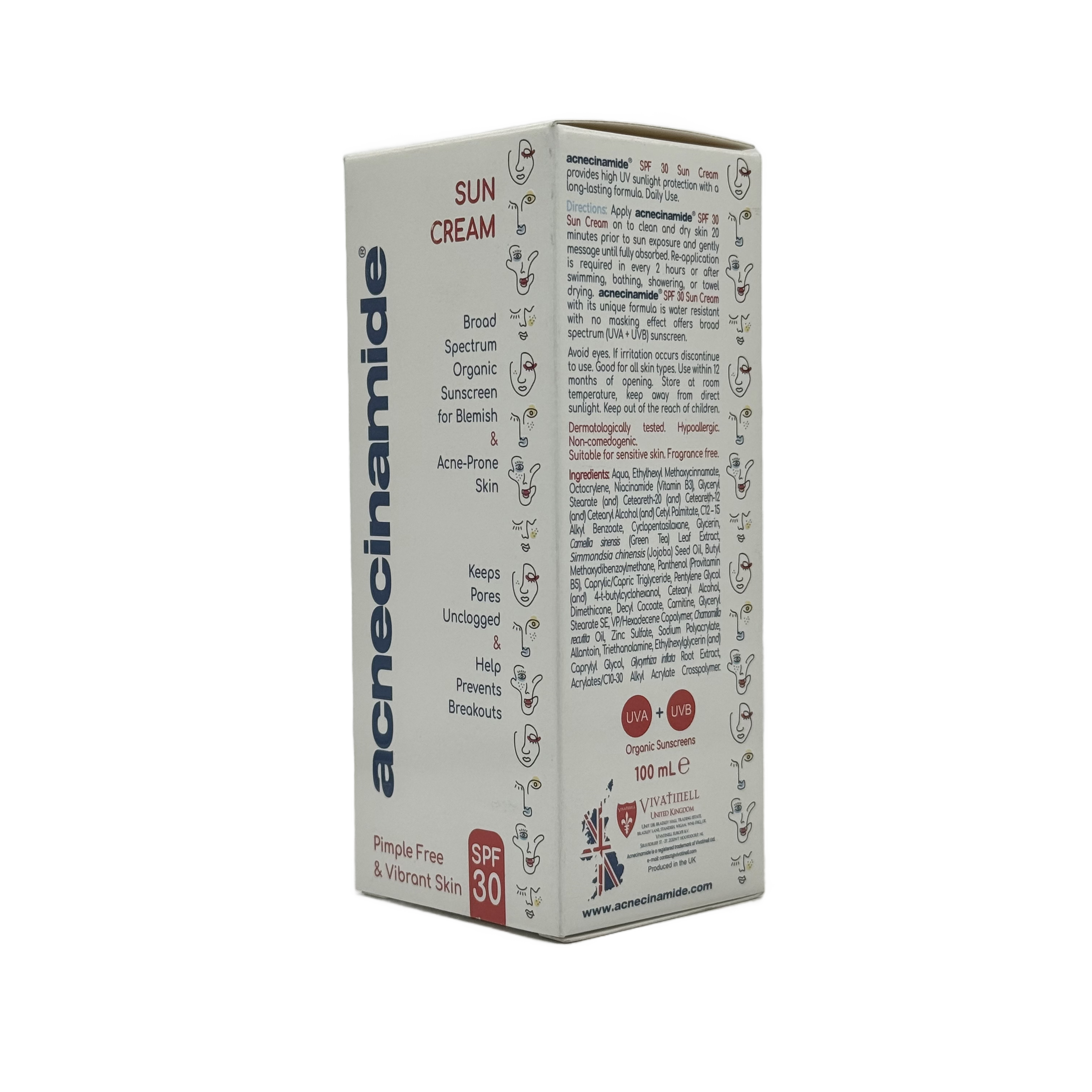 Acnecinamide Sun Cream SPF30 100ml - أكنيسيناميد كريم واقي شمس SPF30 100 مل