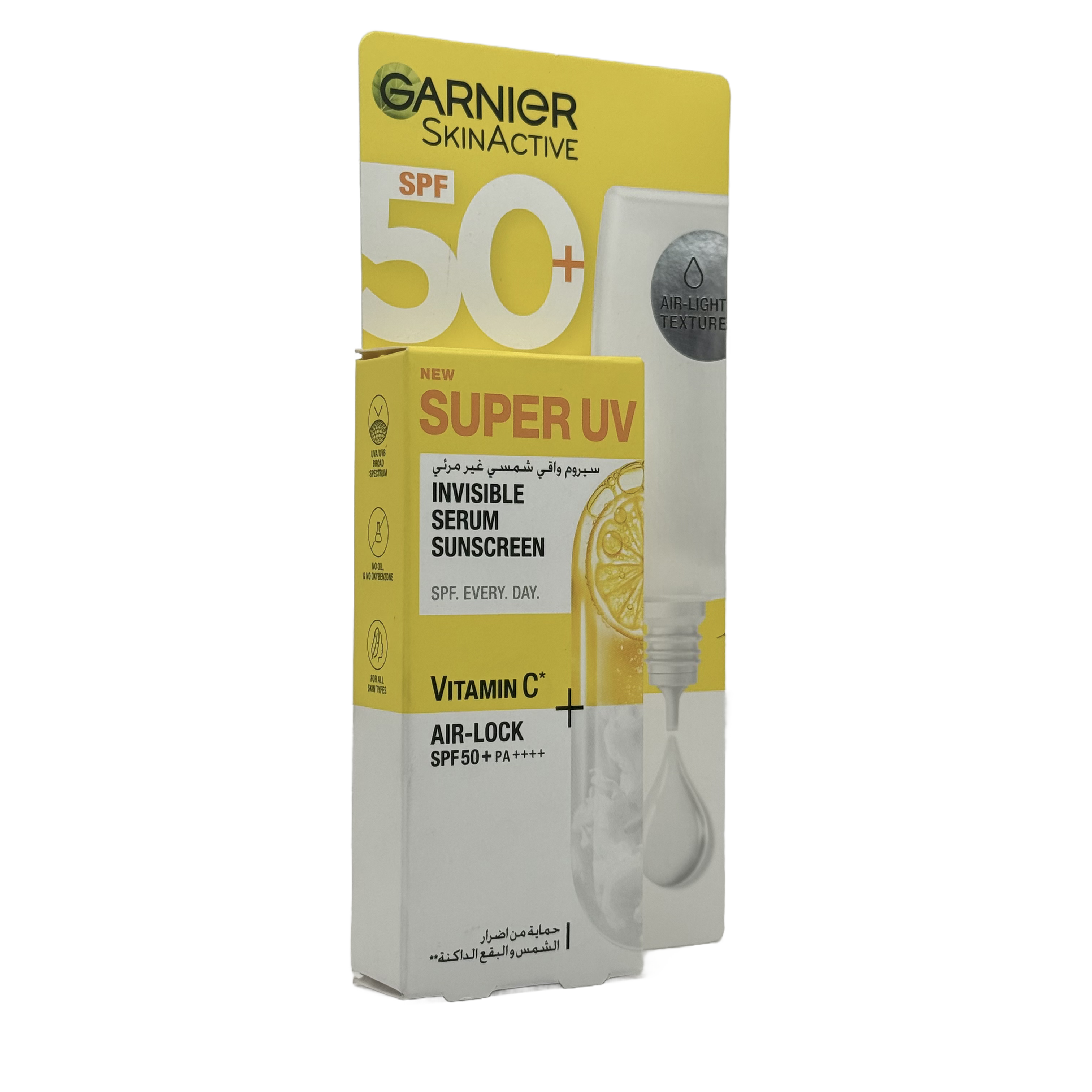 Garnier Super UV Invisible Serum Sunscreen SPF50+ 30ml - غارنييه سوبر يو في سيروم واقي شمس غير مرئي SPF50+ 30 مل
