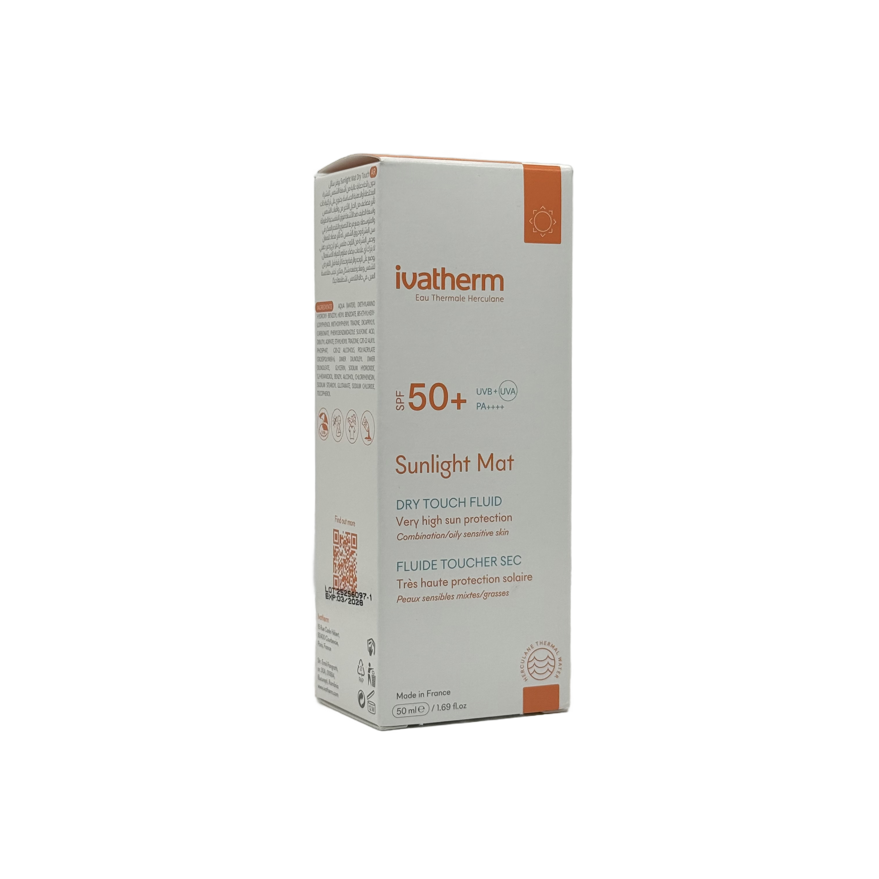 Ivatherm Sunlight Mat Dry Touch Tinted Fluid SPF50+ 50ml - إيفاثيرم صن لايت مات دراي تاتش فلويد ملون SPF50+ 50 مل