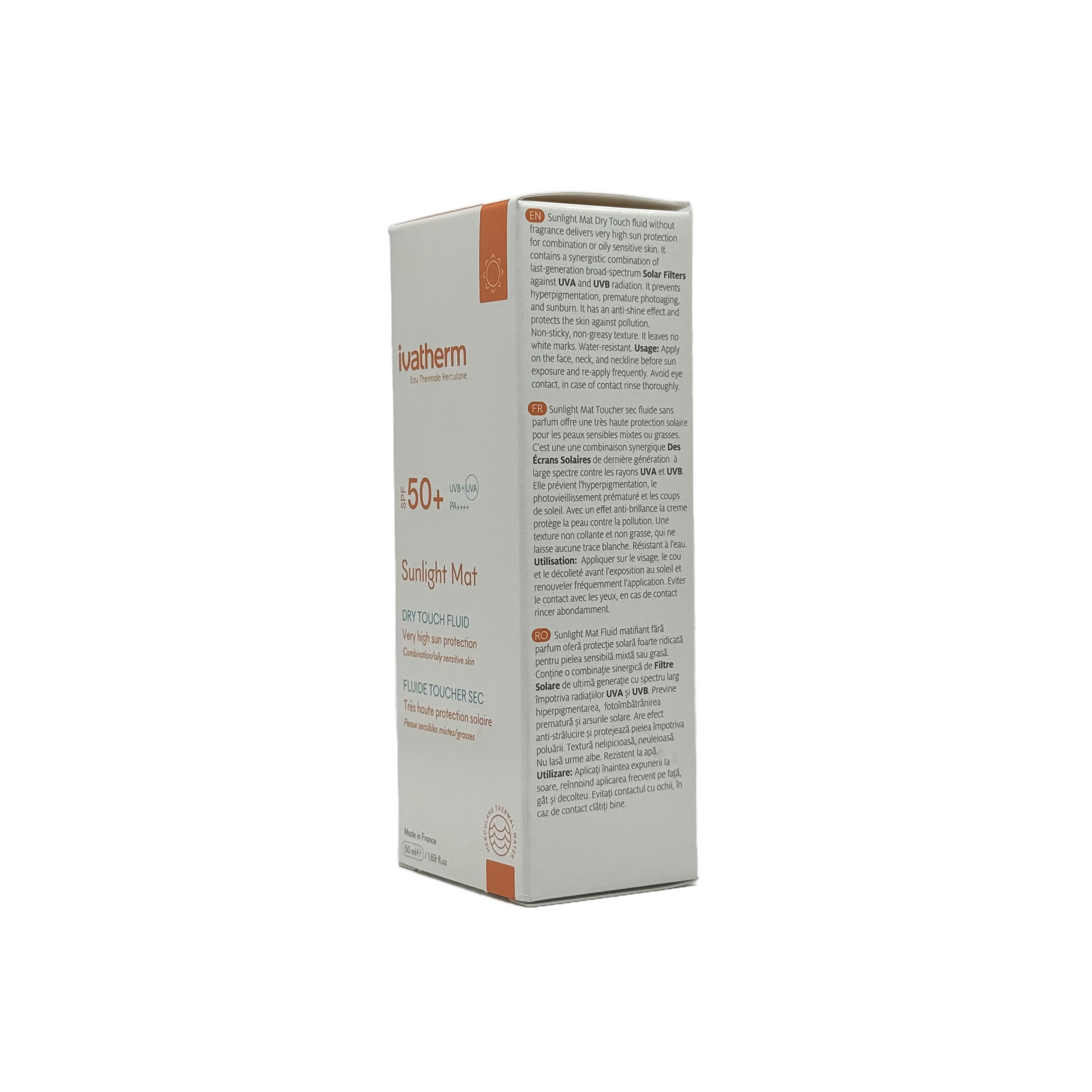 Ivatherm Sunlight Mat Dry Touch Tinted Fluid SPF50+ 50ml - إيفاثيرم صن لايت مات دراي تاتش فلويد ملون SPF50+ 50 مل