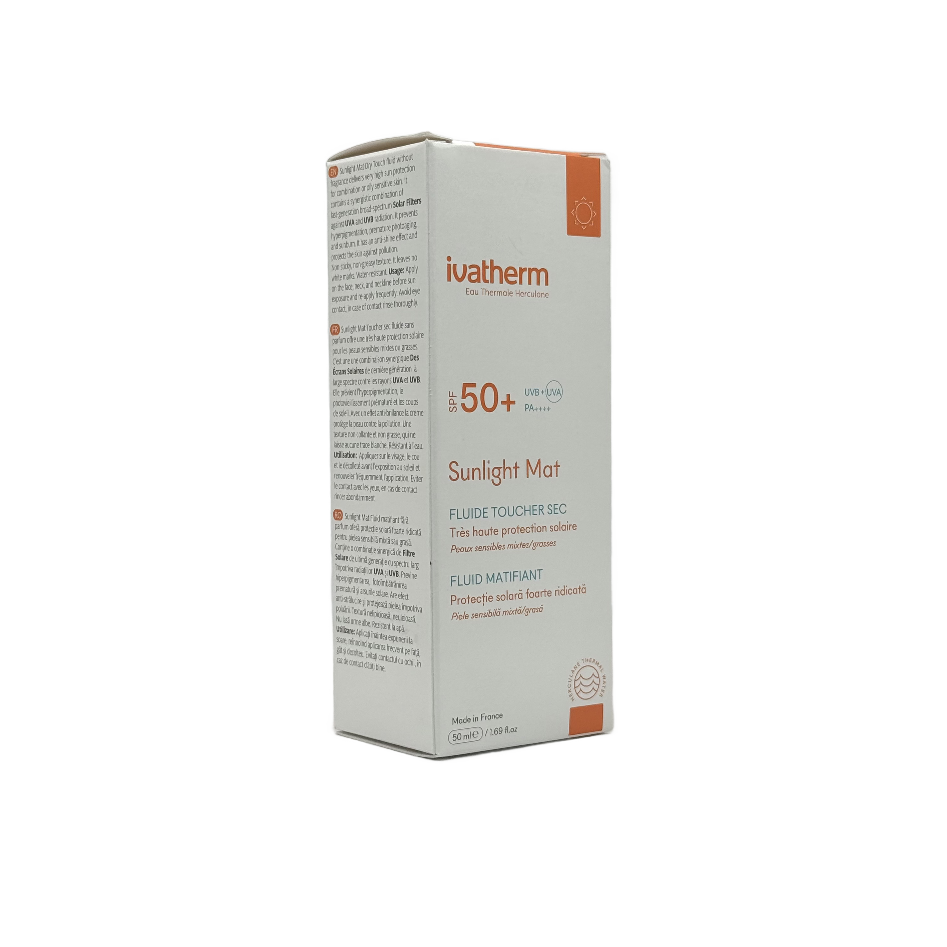Ivatherm Sunlight Mat Dry Touch Tinted Fluid SPF50+ 50ml - إيفاثيرم صن لايت مات دراي تاتش فلويد ملون SPF50+ 50 مل