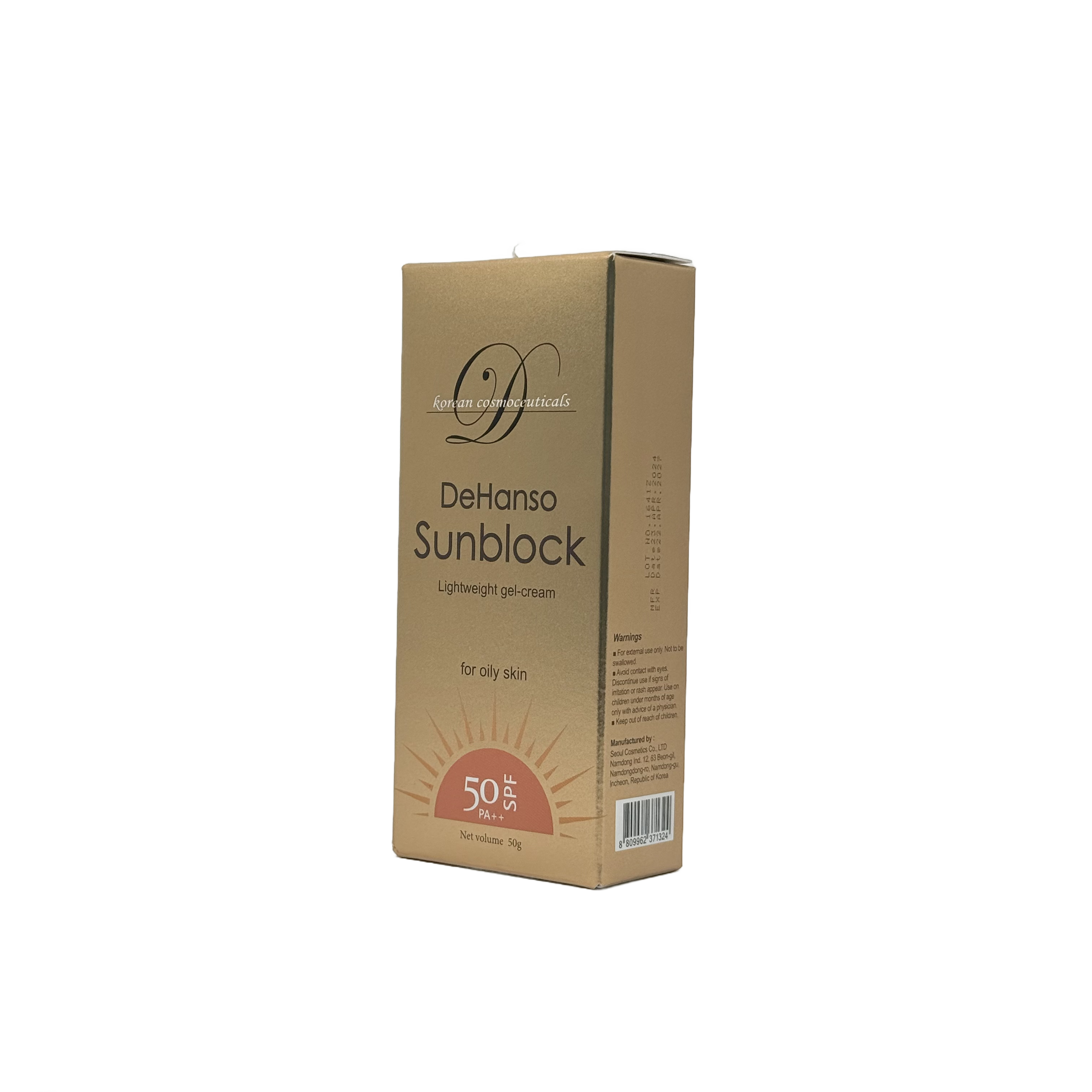 Dehanso Sunblock Tinted Cream For Oily Skin 50ml - ديهانو صن بلوك كريم ملون للبشرة الدهنية 50 مل