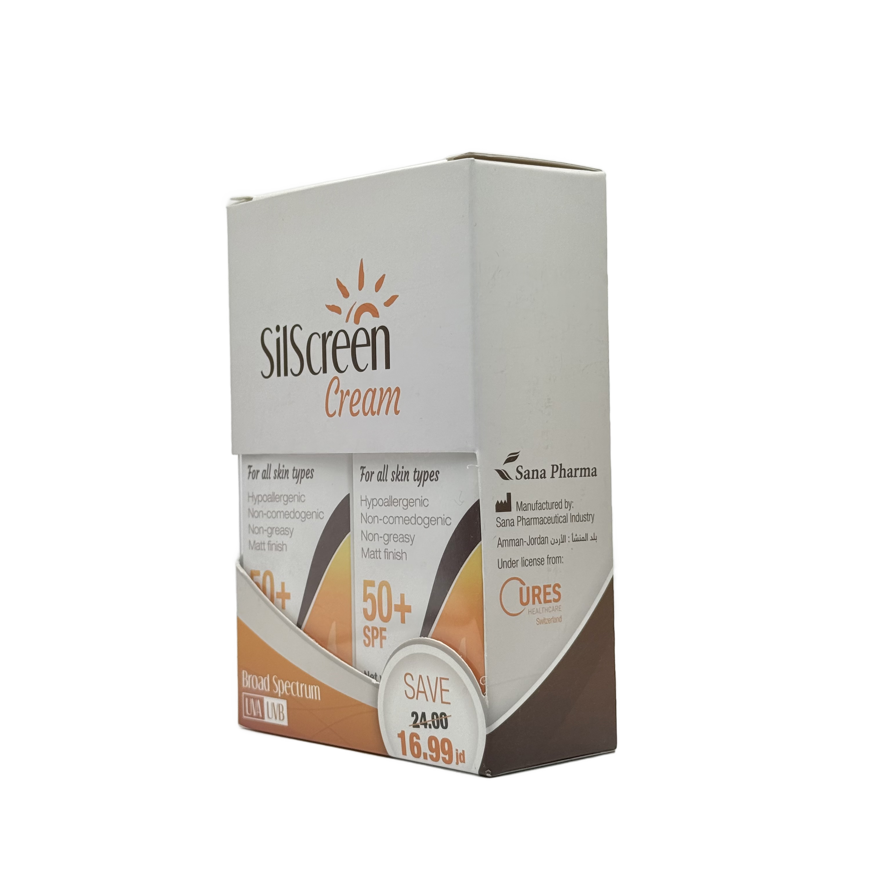 Silscreen Sunblock Spf 50+ Cream 50 g + Buy 1 Get 60% Off Second Piece - سيلسكرين صن بلوك SPF 50+ كريم 50غ + اشتري 1 واحصل على خصم 60% على القطعة الثانية