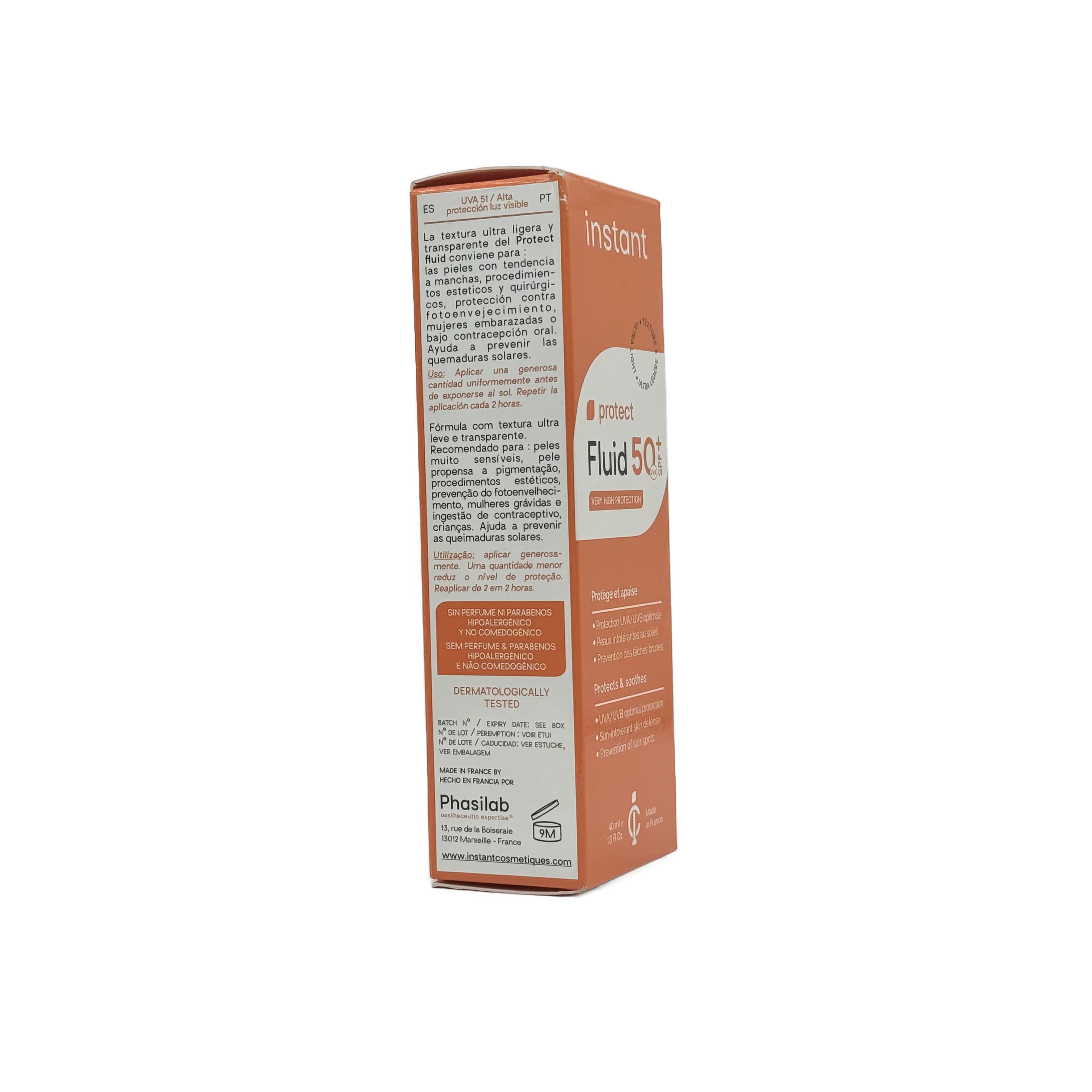 phasilab Instant Protect Fluid SPF 50+ sunscreen 40ml - فاسيلاب إنستانت بروتكت فلويد واقي شمس SPF 50+ 40مل