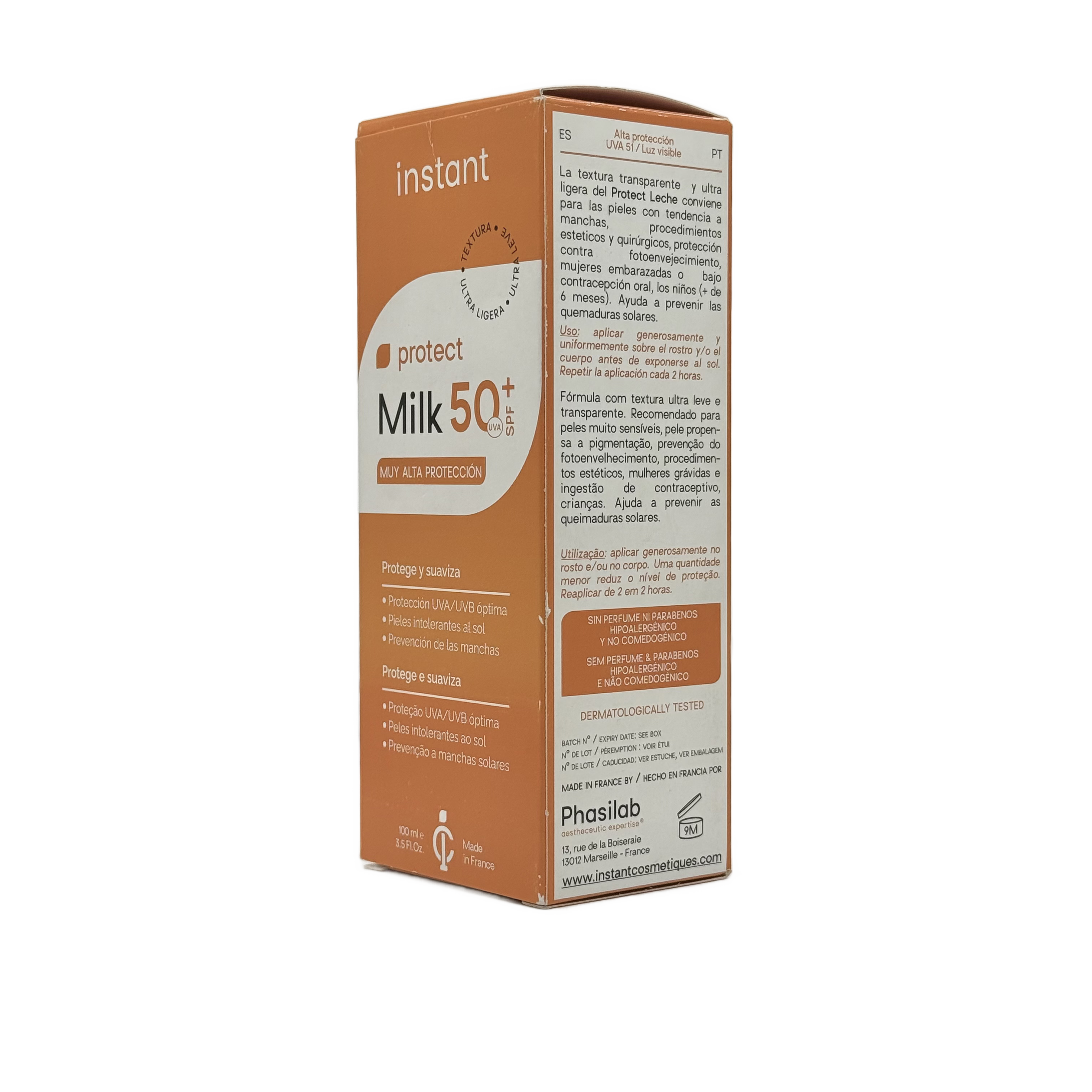 Phasilab Instant Protect Spf 50+ Sunblock Milk 100ml - فاسيلاب إنستانت بروتكت SPF 50+ صن بلوك ميلك 100مل