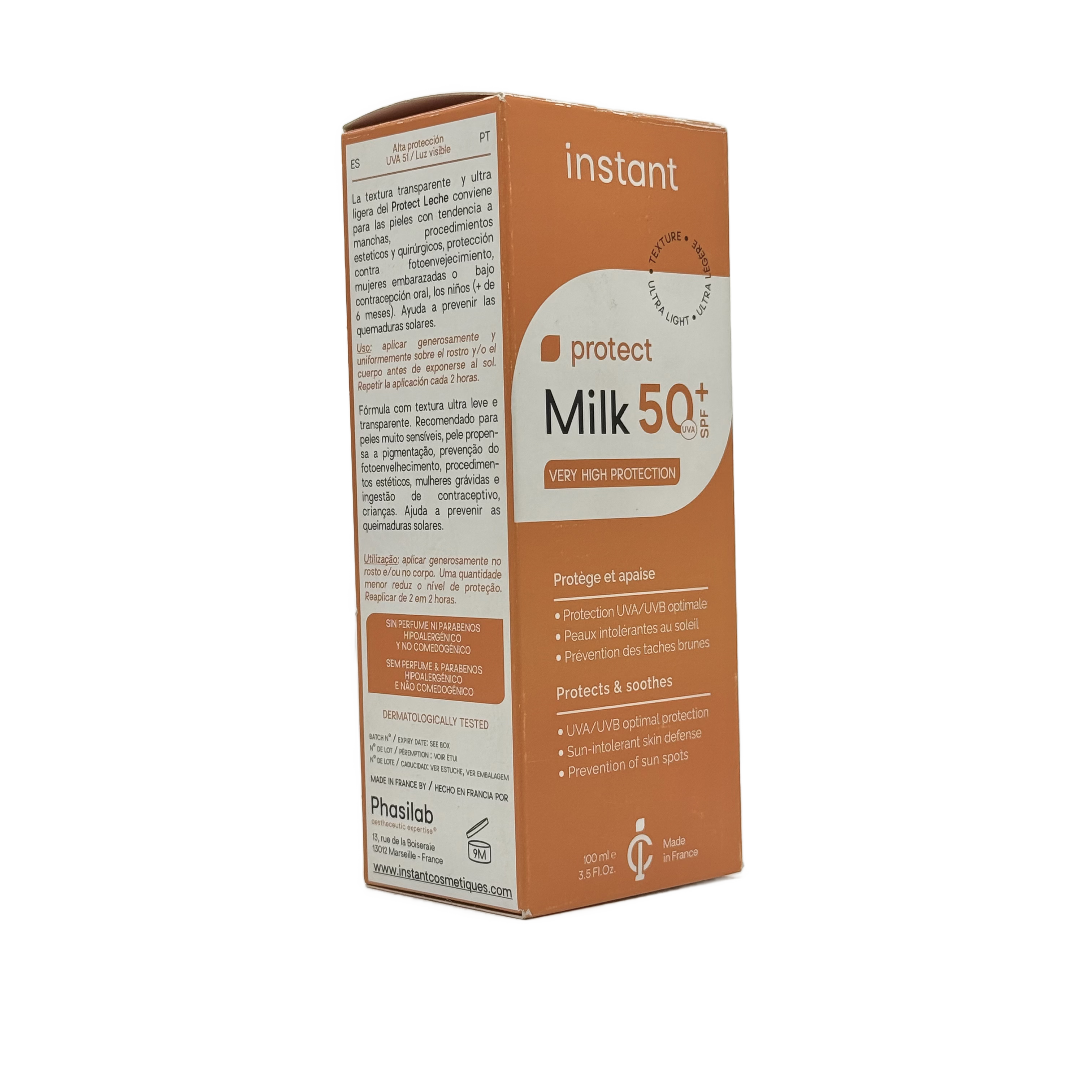 Phasilab Instant Protect Spf 50+ Sunblock Milk 100ml - فاسيلاب إنستانت بروتكت SPF 50+ صن بلوك ميلك 100مل