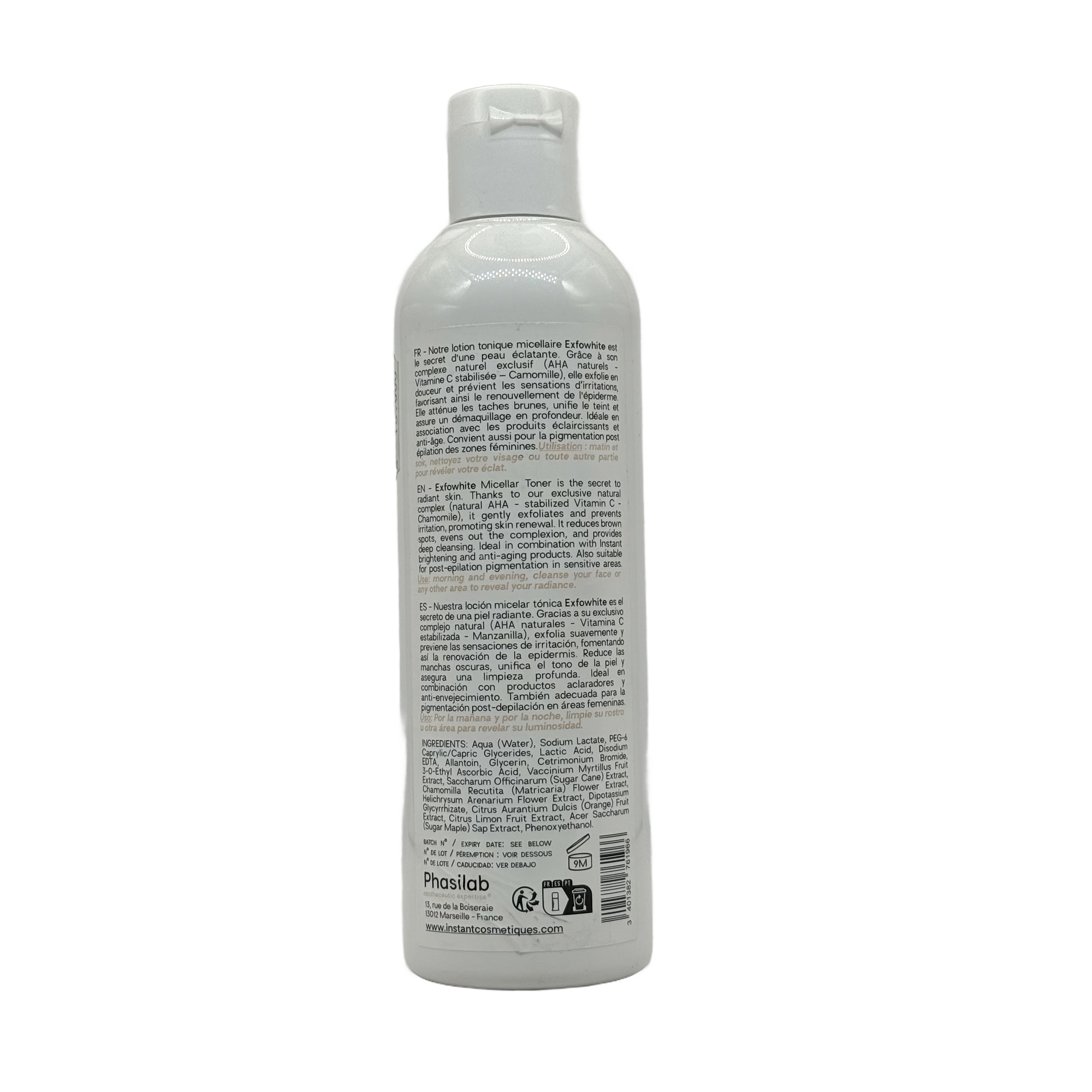 Phasilab Exfowhite Vitamin C AHA Toner Micellare 250 ml - فاسيلاب إكسفوايت فيتامين سي أحماض ألفا هيدروكسي تونر ميسيلار 250مل