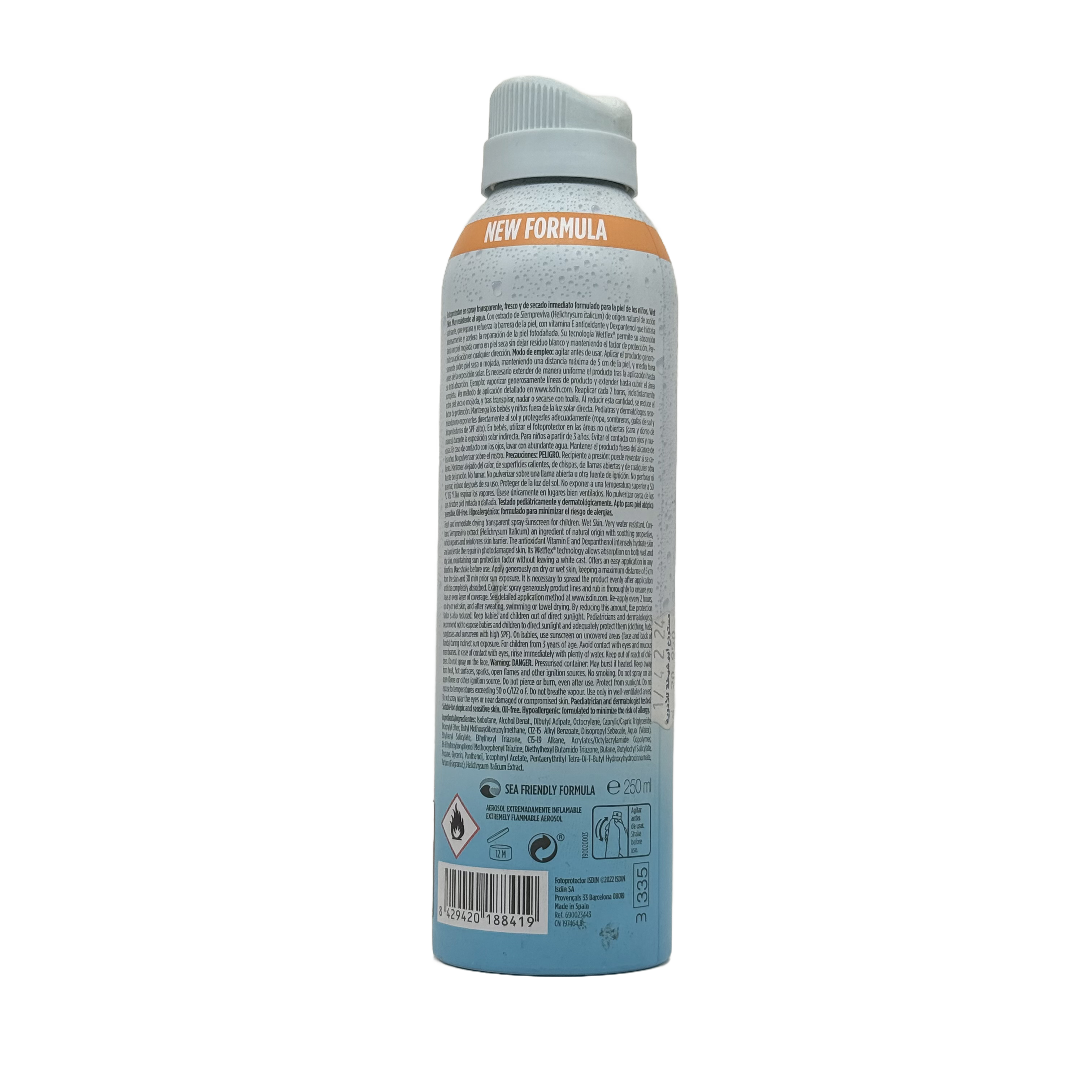 ISDIN Fotoprotector Transparent Spray Wet Skin Pediatrics SPF 50 250ml - إيزدين فوتوبروتيكتور بخاخ شفاف للأطفال ويـت سكن SPF 50 250مل