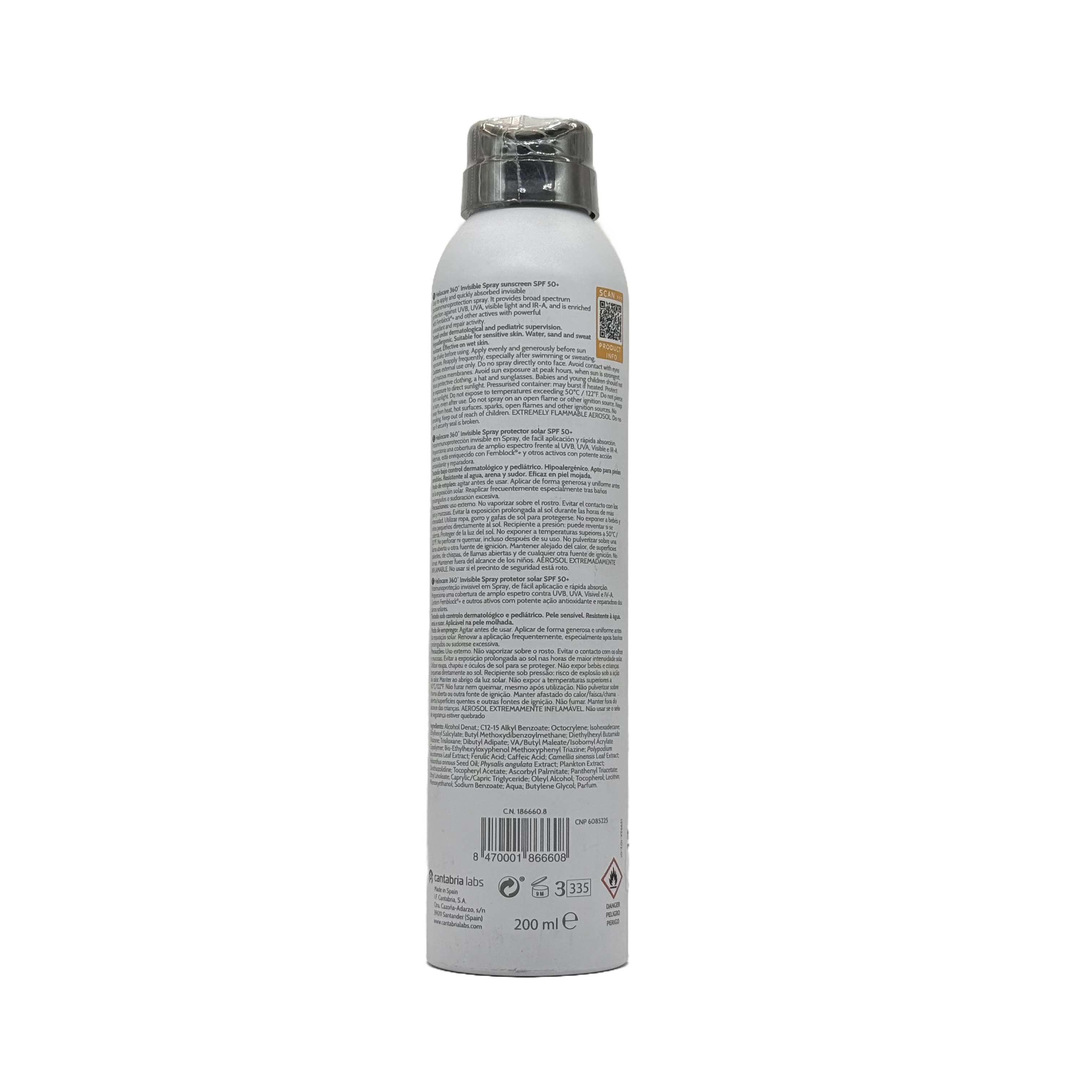 Cantabria Labs HELIOCARE 360° Invisible Spray SPF50+ 200ml - كانتـابريا لابز هيليوكير 360 بخاخ شفاف SPF50+ 200مل