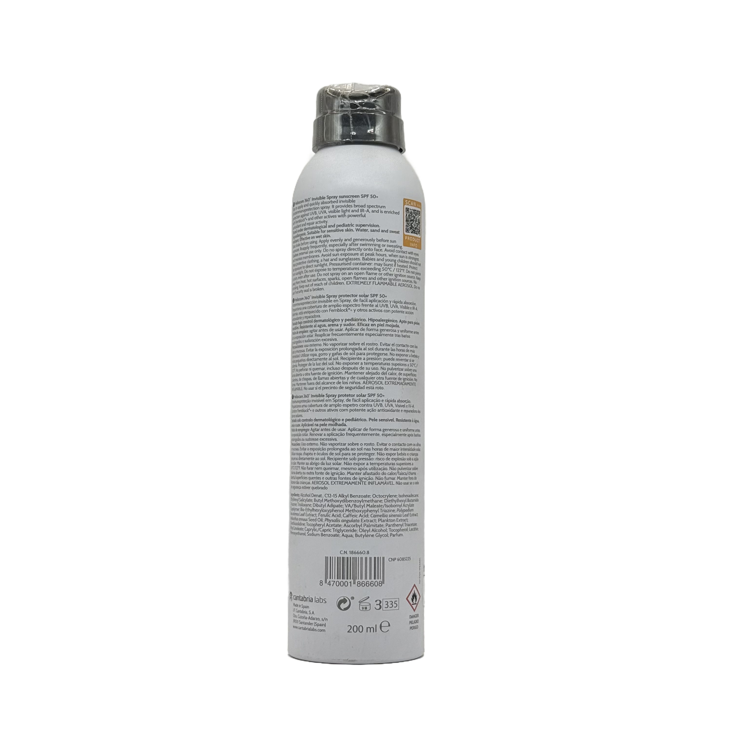 Cantabria Labs HELIOCARE 360° Invisible Spray SPF50+ 200ml - كانتـابريا لابز هيليوكير 360 بخاخ شفاف SPF50+ 200مل