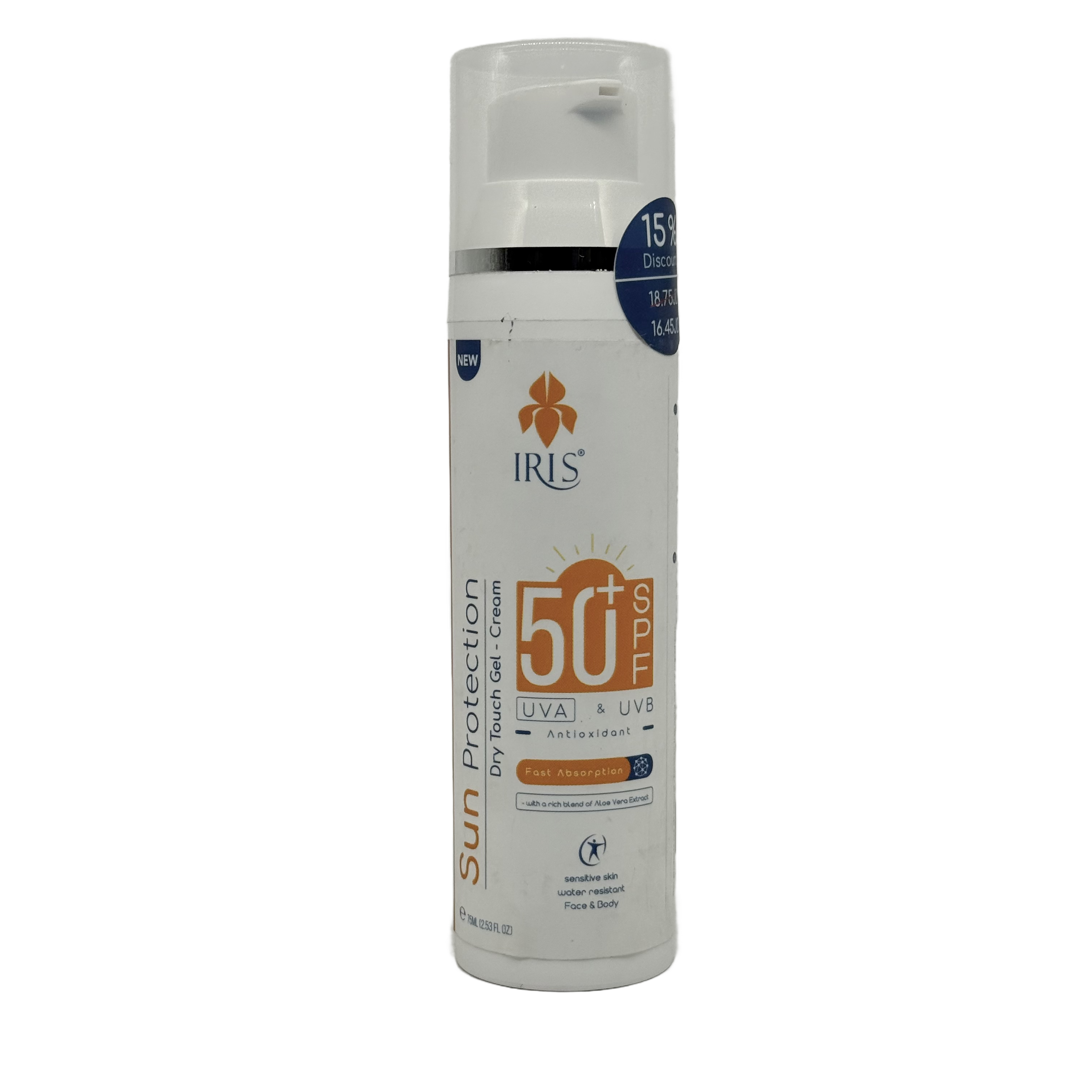Iris Sun Protection Dry Touch Gel-Cream Spf50+ 75ml - آيريس صن بروتكشن دراي تاتش جل كريم SPF50+ 75مل
