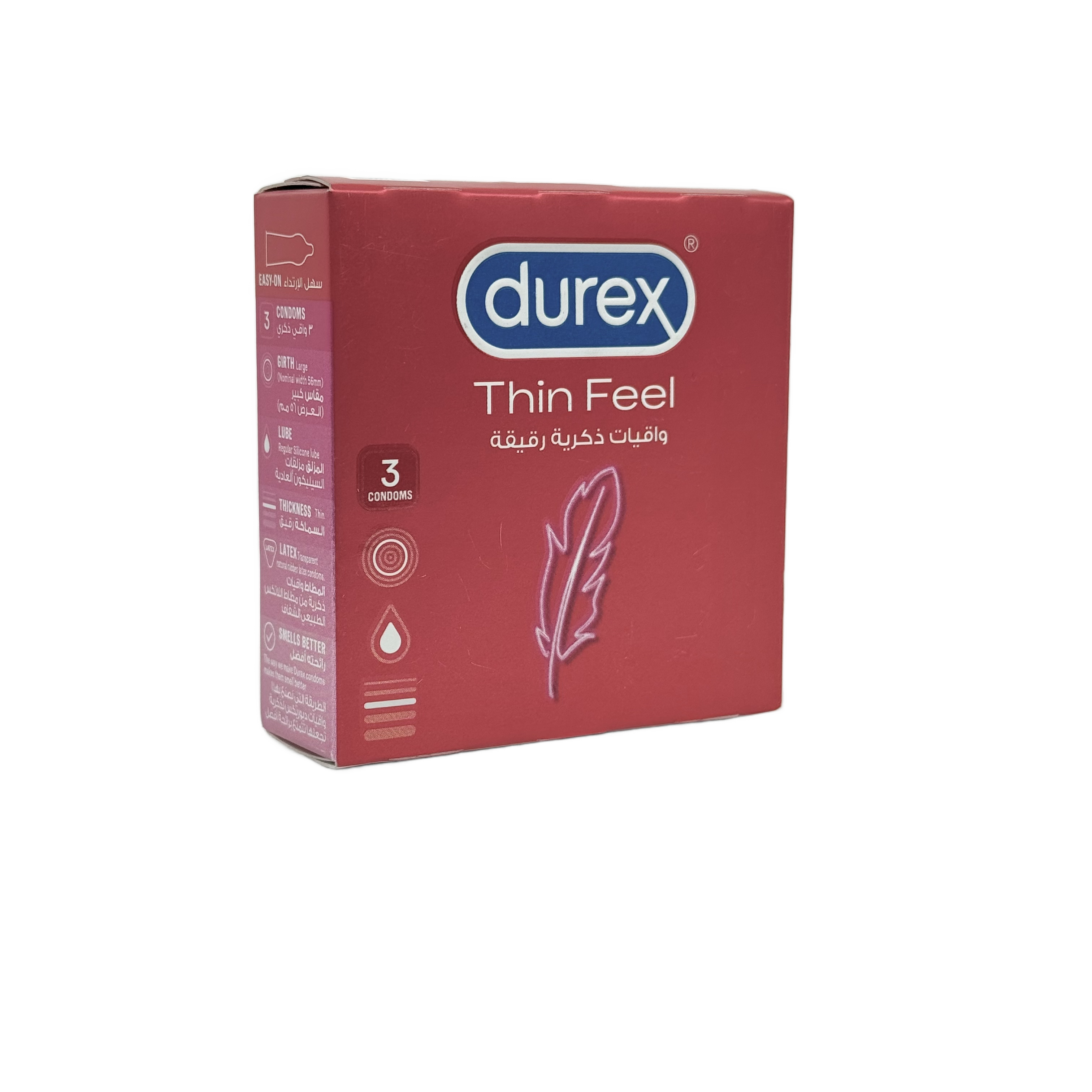 Durex Feel Thin 3 Condom Large - واقي ذكري ديوركس فيل ثين 3 قطع مقاس كبير