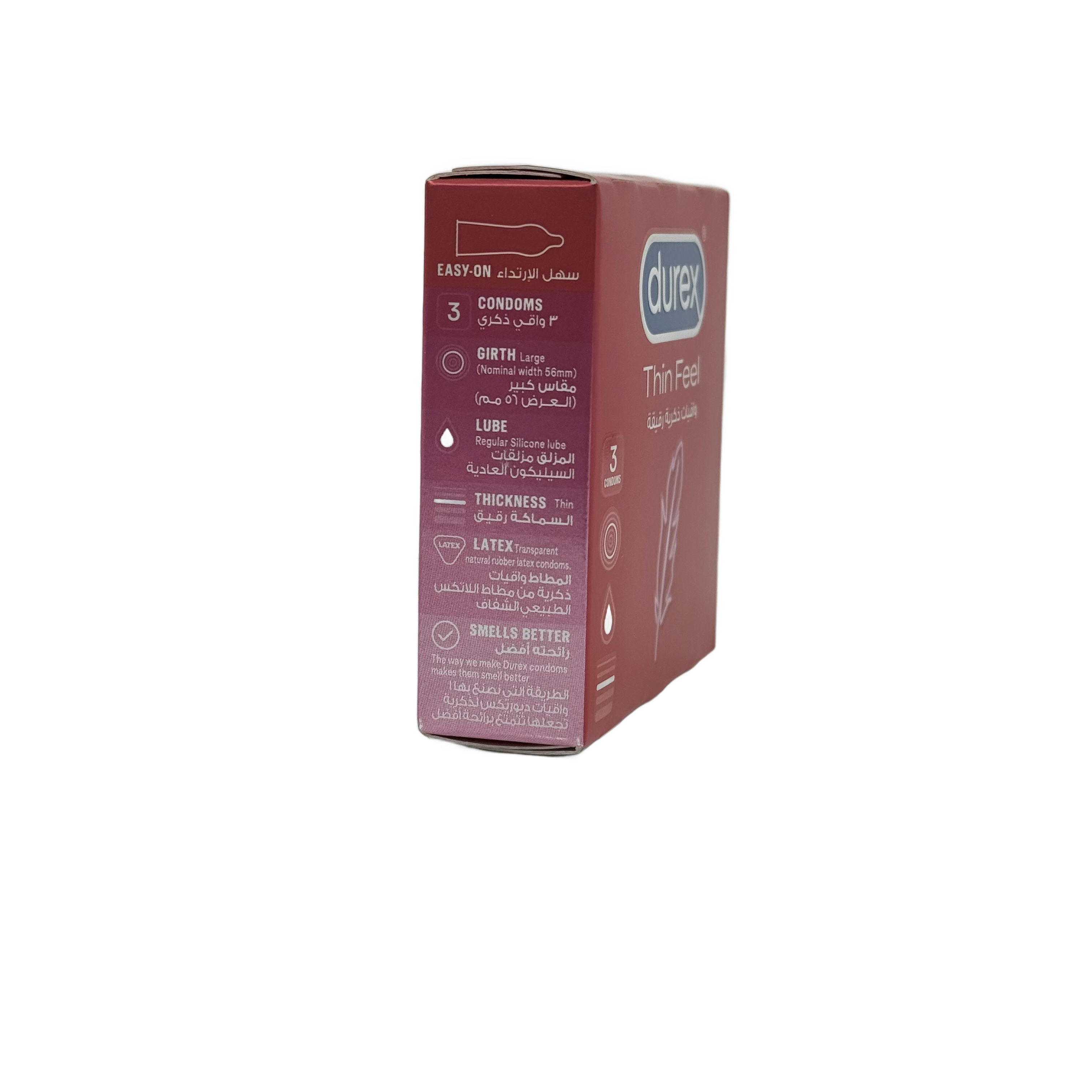 Durex Feel Thin 3 Condom Large - واقي ذكري ديوركس فيل ثين 3 قطع مقاس كبير