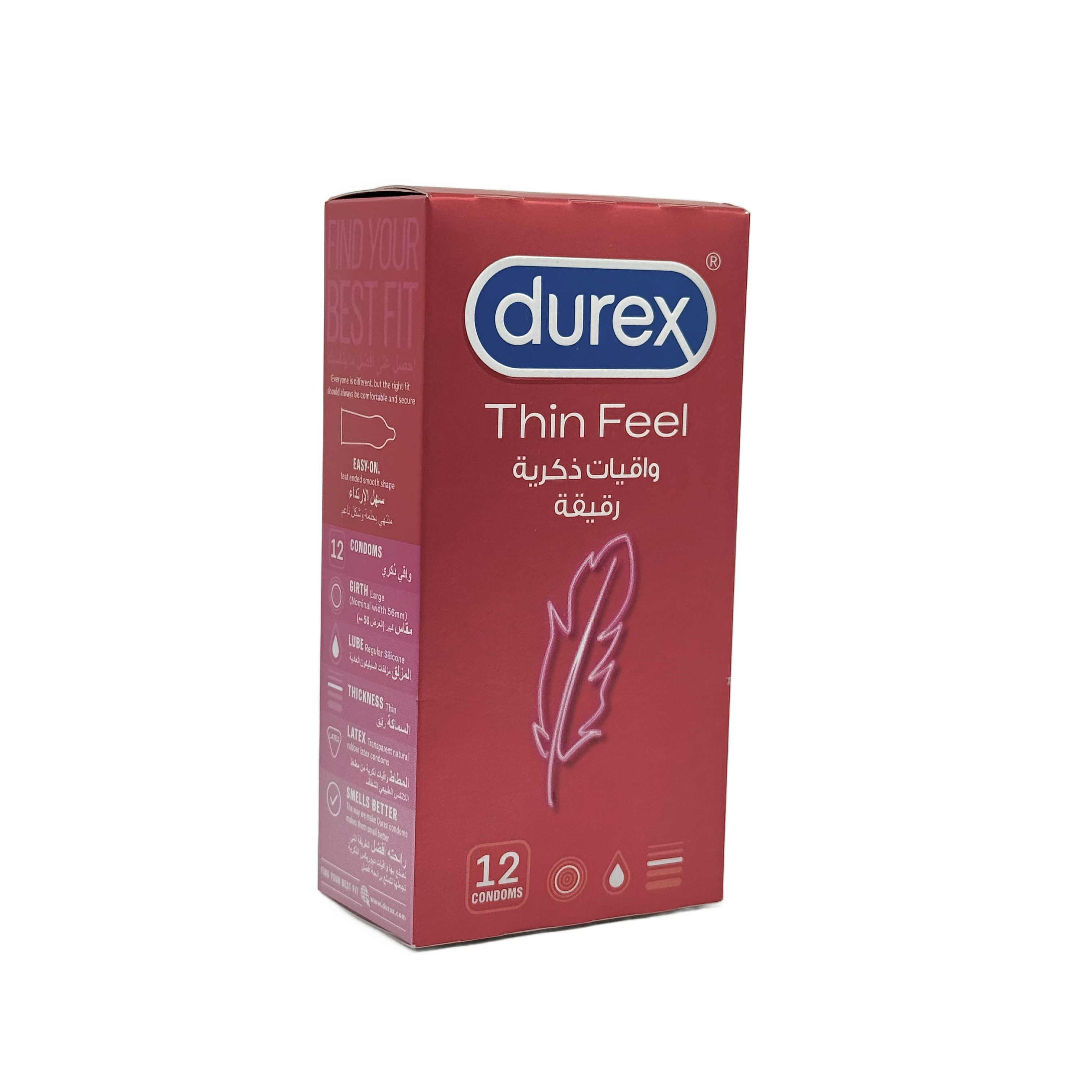 Durex Feel Thin 12 Condom Large - واقي ذكري ديوركس فيل ثين 12 قطعة مقاس كبير