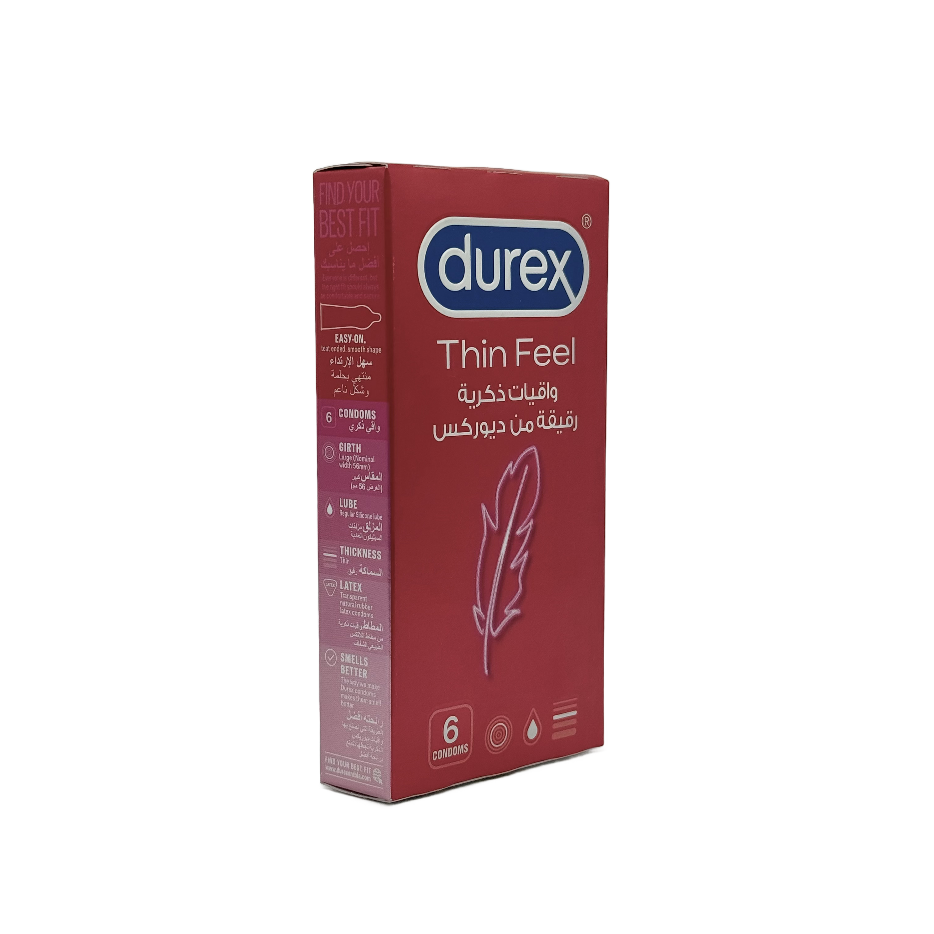 Durex Feel Thin 6 Condom Large - واقي ذكري ديوركس فيل ثين 6 قطع مقاس كبير