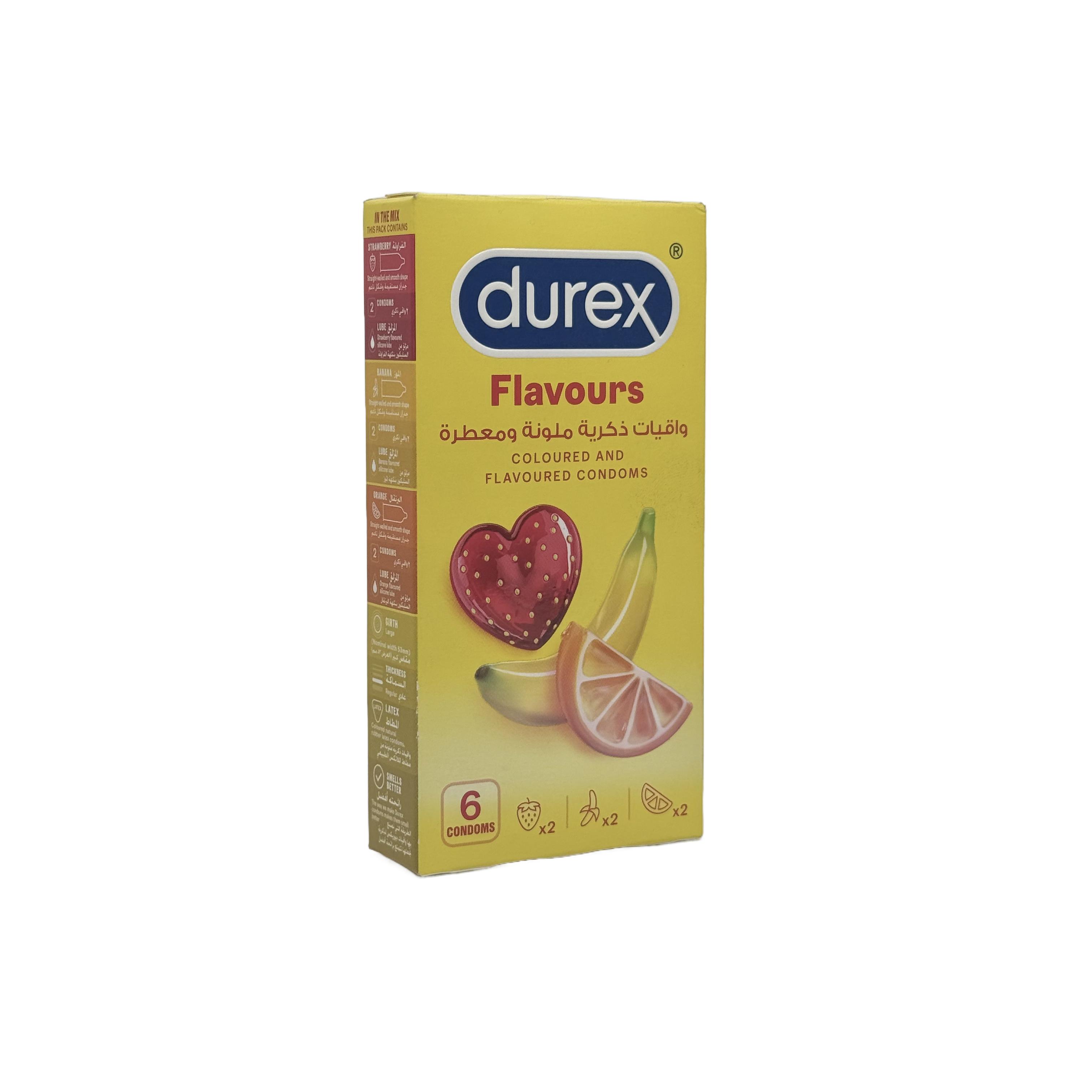 Durex Flavour Condom 6 Pack Large - واقي ذكري ديوركس نكهات 6 قطع مقاس كبير