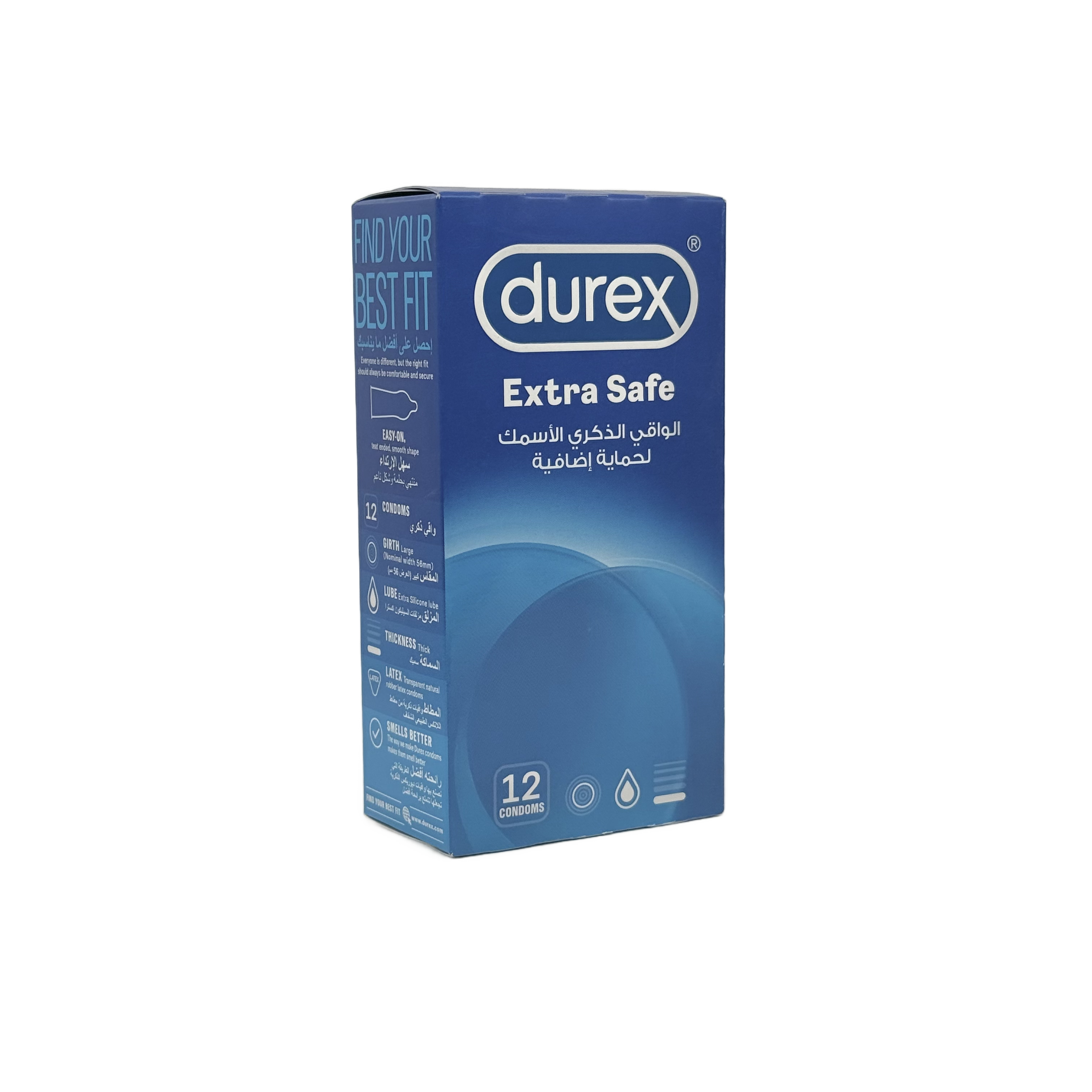 Durex Extra Safe 12 Condom Large - واقي ذكري ديوركس اكسترا سيف 12 قطعة مقاس كبير