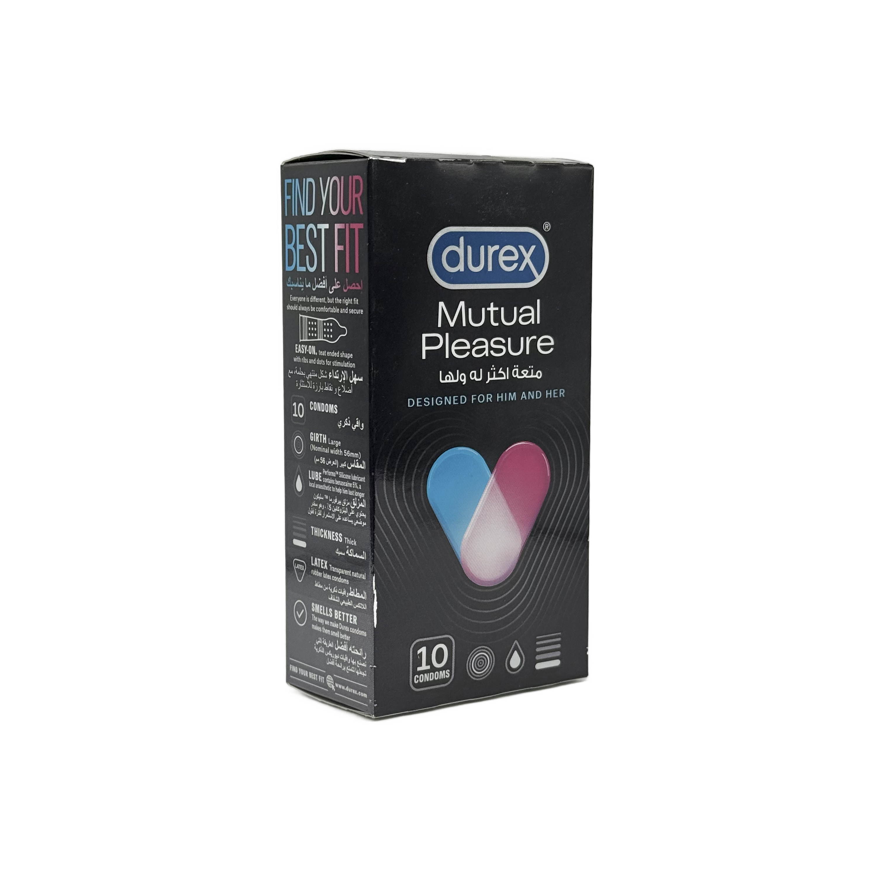 Durex Mutual Pleasure 10 Condom Large - واقي ذكري ديوركس ميوتشوال بليجر 10 قطع مقاس كبير
