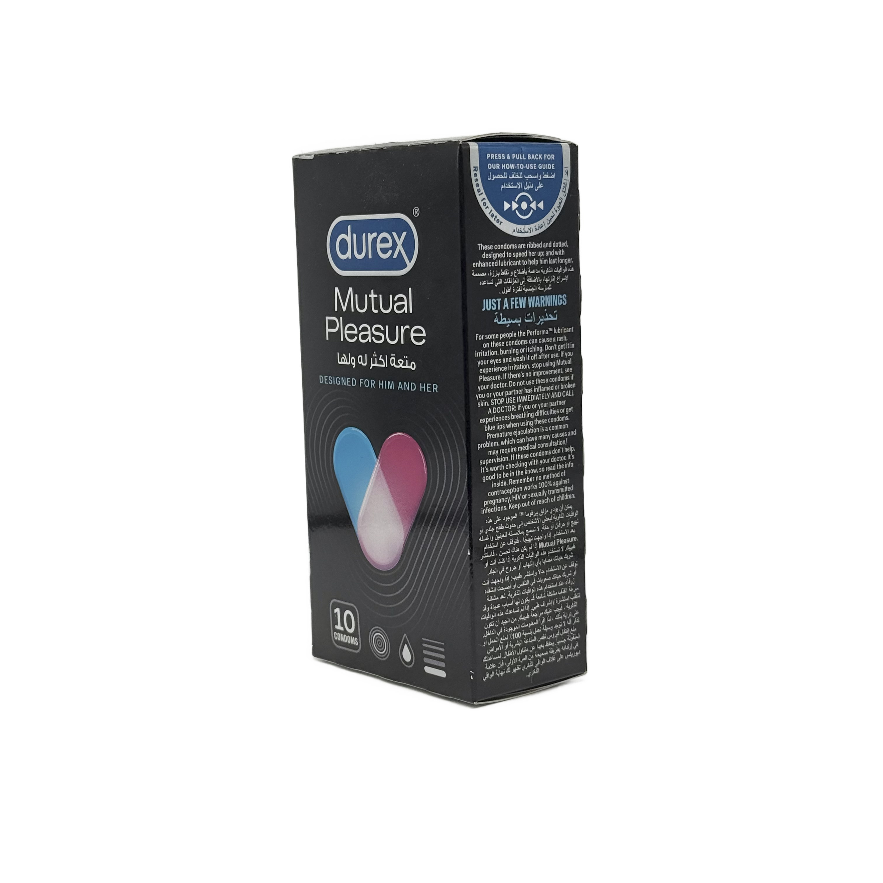 Durex Mutual Pleasure 10 Condom Large - واقي ذكري ديوركس ميوتشوال بليجر 10 قطع مقاس كبير