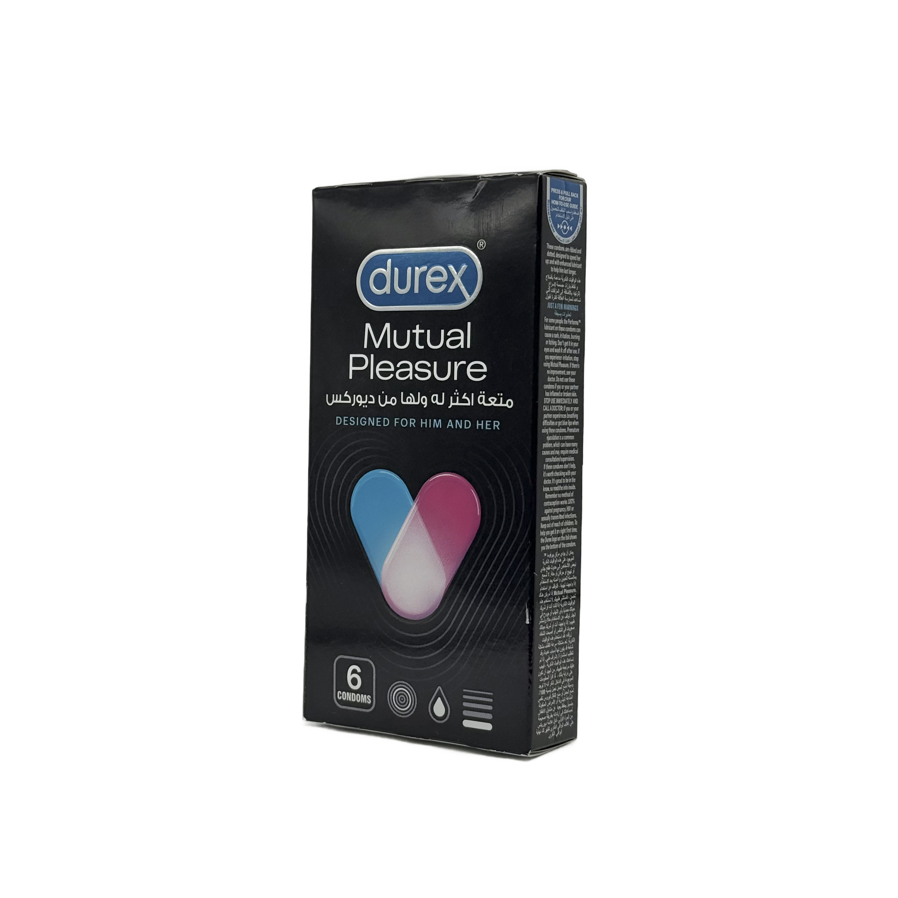 Durex Mutual Pleasure 6 Condom Large - واقي ذكري ديوركس ميوتشوال بليجر 6 قطع مقاس كبير