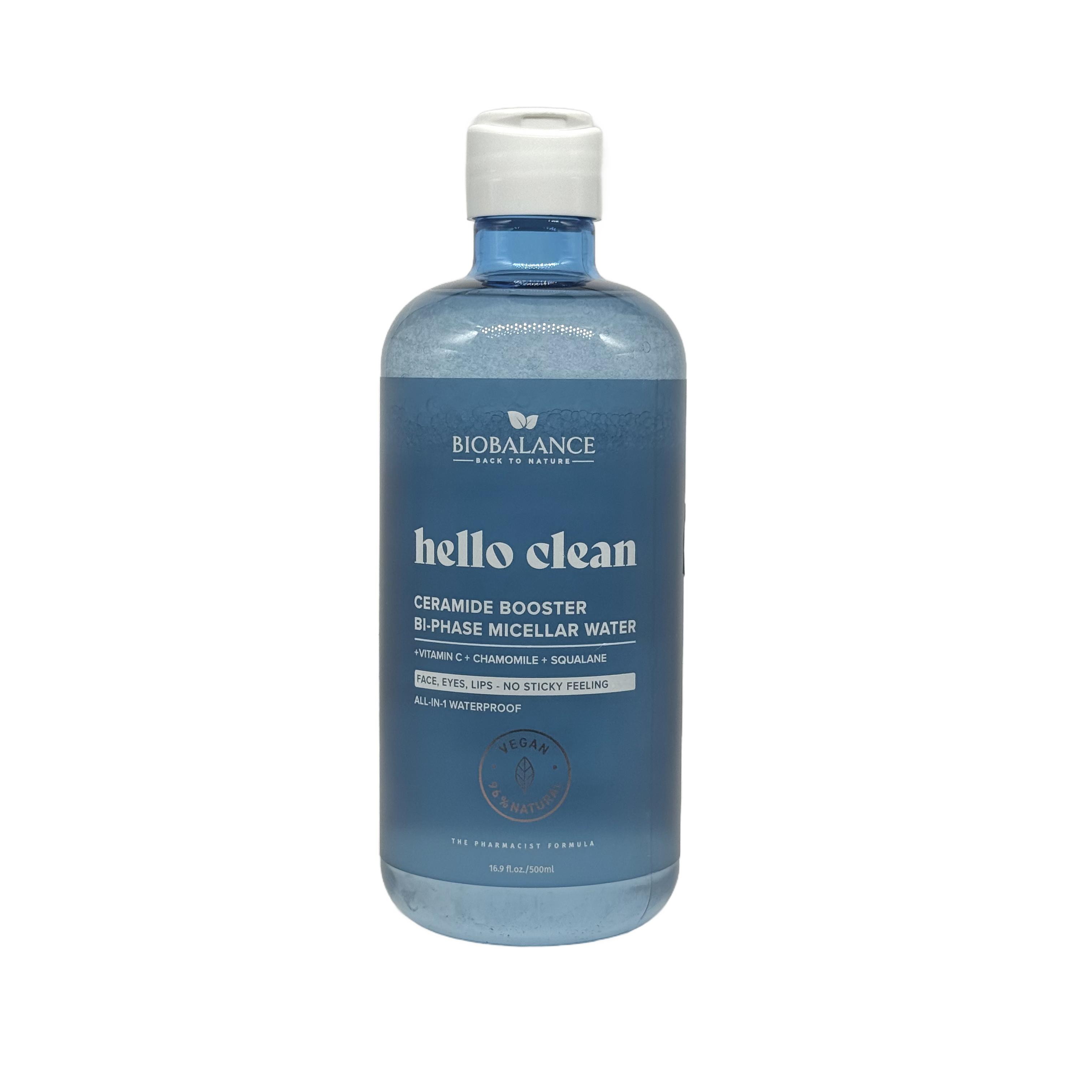 BIOBALANCE Hello Clean Ceramide Booster Bi Phase Micellar Water 500 ml - بيوبالانس ماء ميسيلار ثنائي الطور سيراميد بوستر 500 مل