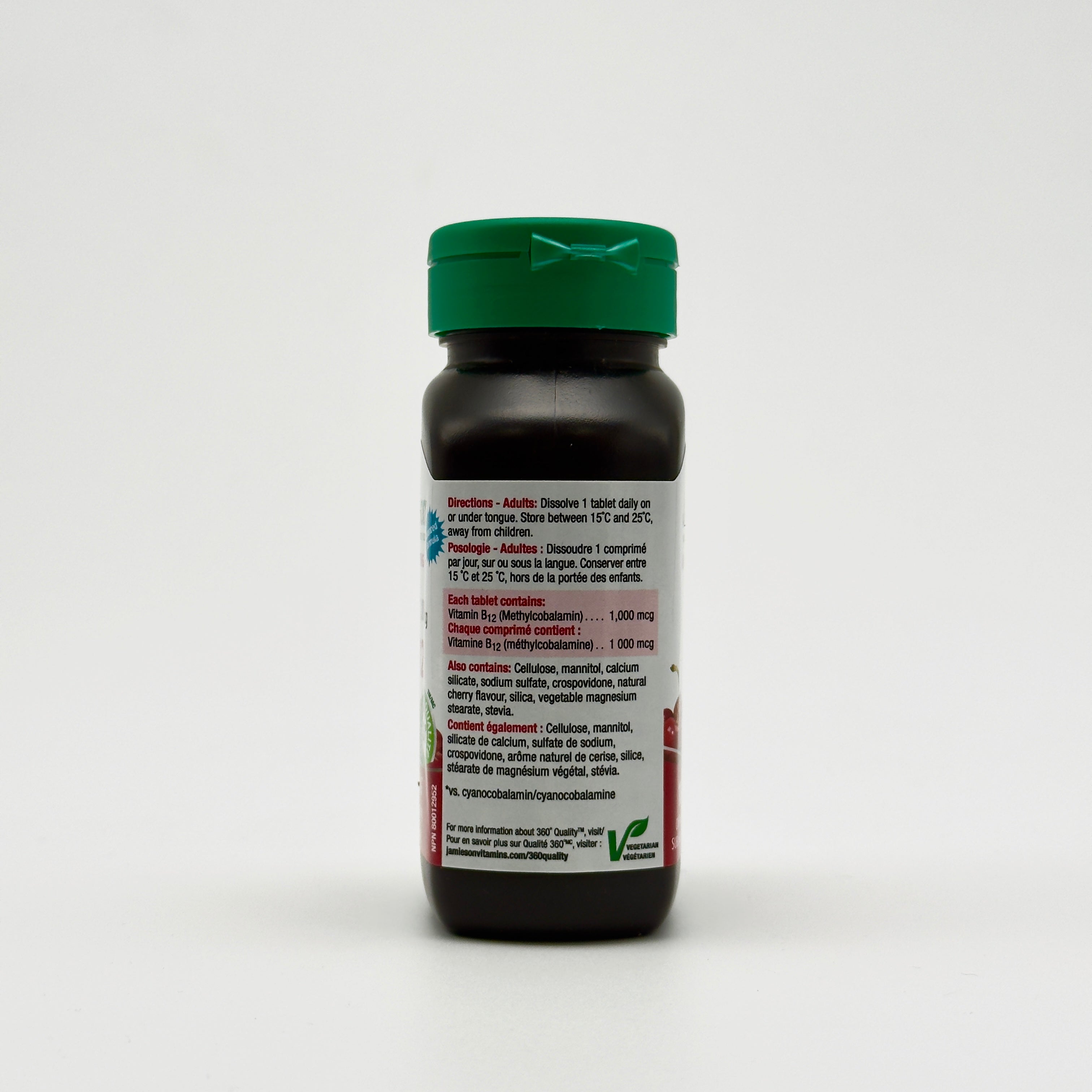 Jamieson Vitamin B12 Fast-Dissolving Tablets – Natural Cherry Flavour  -  جاميسون فيتامين ب12 سريع الذوبان – نكهة الكرز الطبيعية
