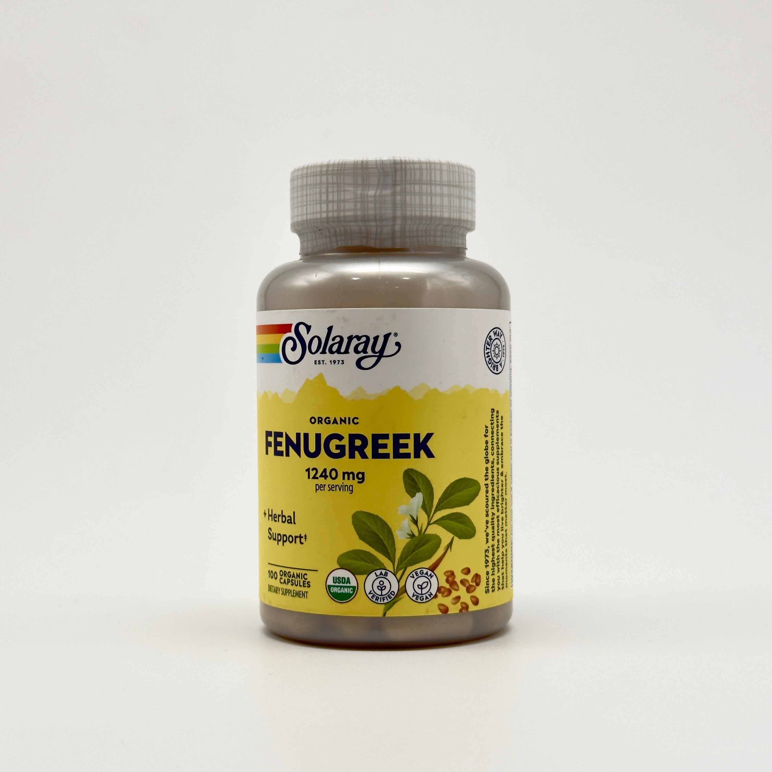 Solaray Fenugreek 1240 mg 100 Capsules  - سولاري حبوب الحلبة 1240 ملغ – 100 كبسولة