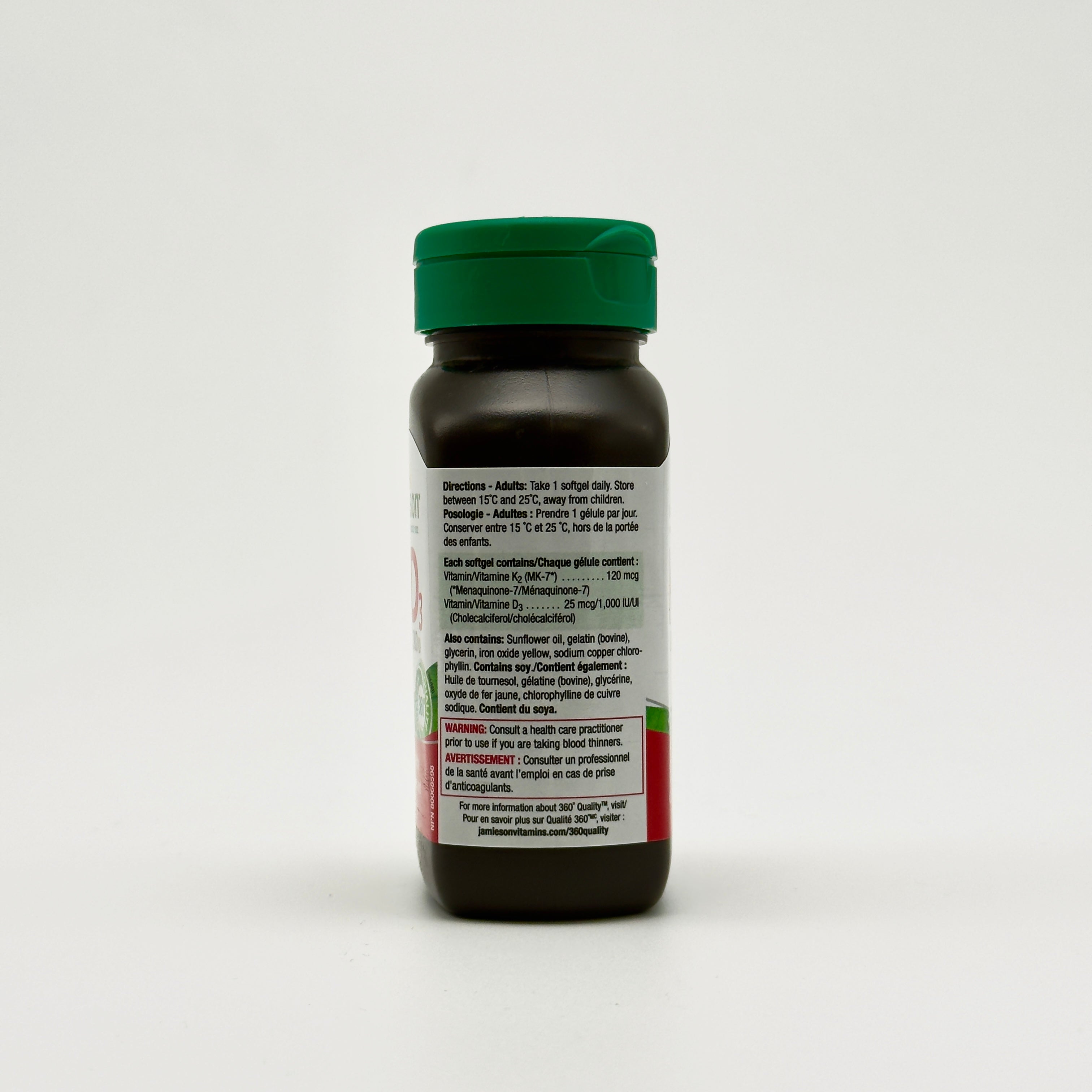 Jamieson Vitamin K2 120 mcg & D3 1000 IU – 2-in-1 Support جاميسون فيتامين ك2 120 مكغ و د3 1000 وحدة دولية – دعم المناعة والعظام 2 في  -  1