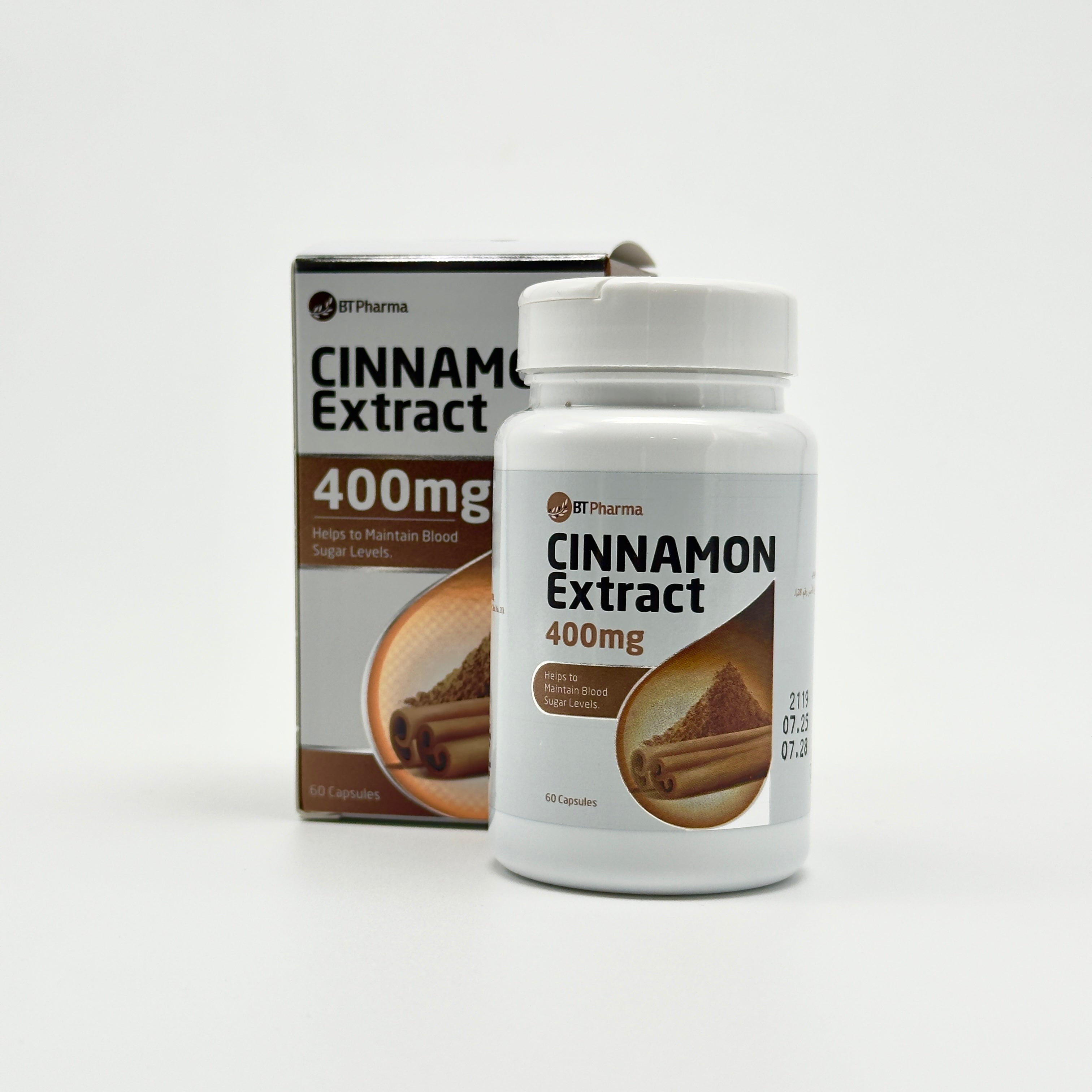 Bt Pharma Cinnamon Extract 400 mg – 60 Capsules  - بي تي فارما خلاصة القرفة 400 ملغ – 60 كبسولة