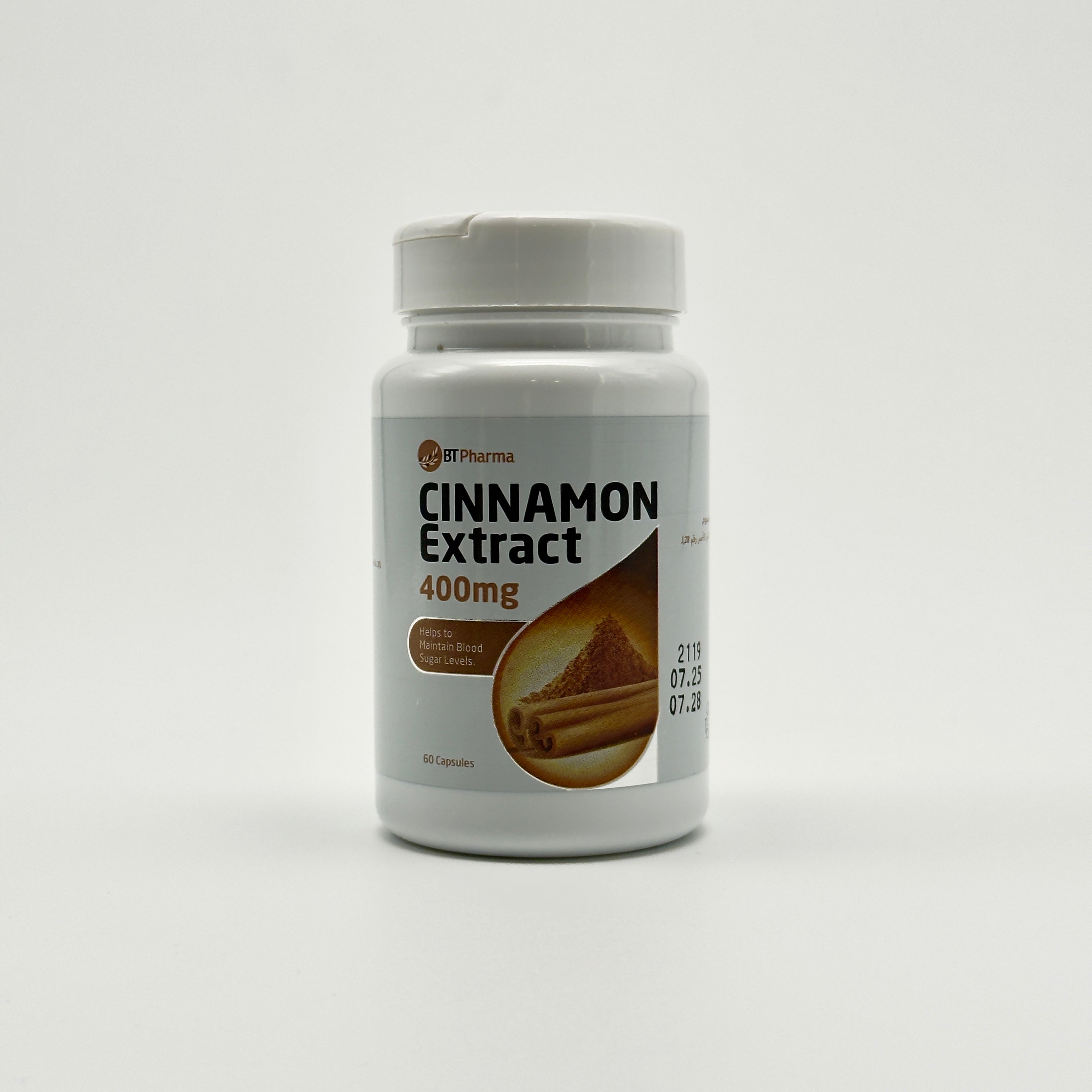 Bt Pharma Cinnamon Extract 400 mg – 60 Capsules  - بي تي فارما خلاصة القرفة 400 ملغ – 60 كبسولة