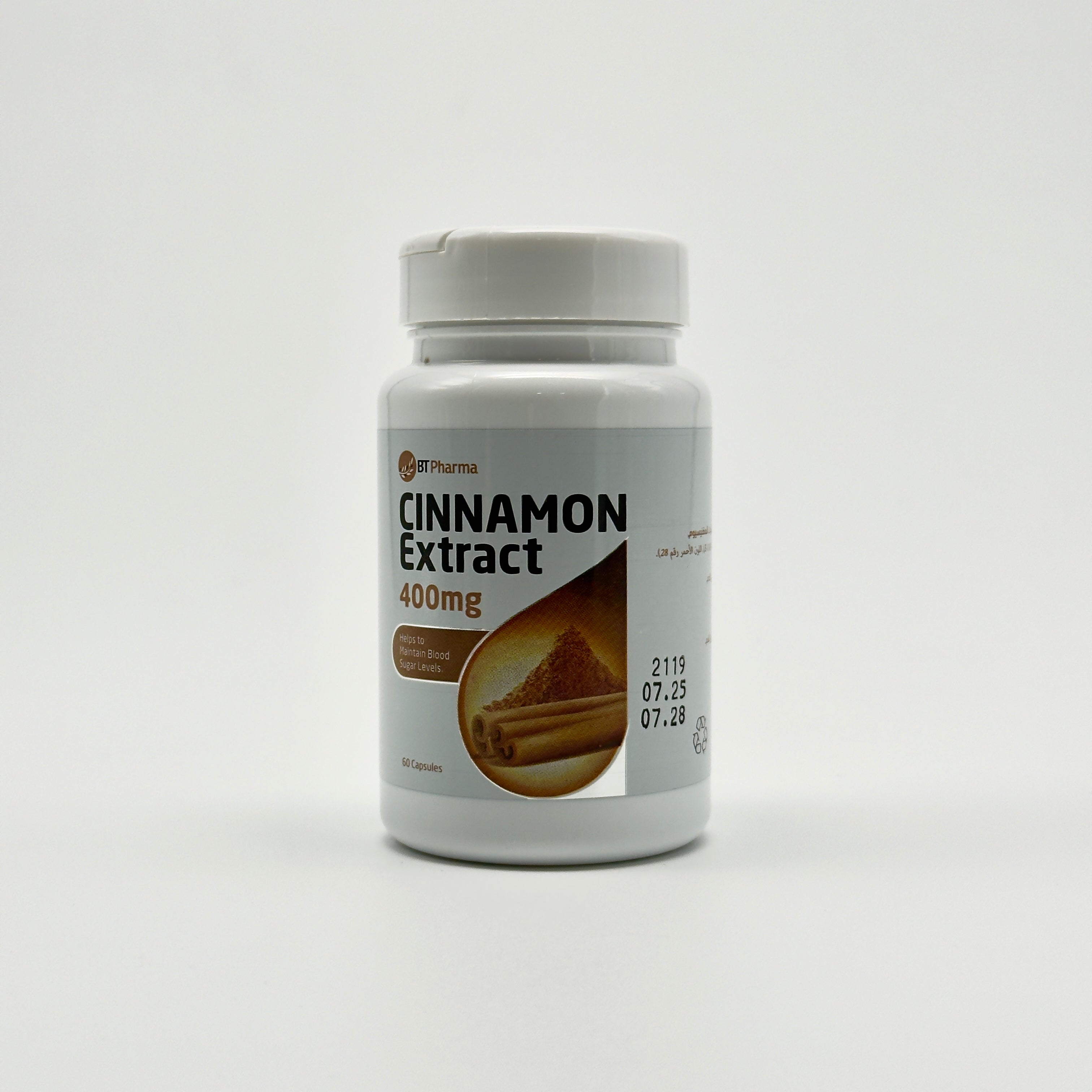 Bt Pharma Cinnamon Extract 400 mg – 60 Capsules  - بي تي فارما خلاصة القرفة 400 ملغ – 60 كبسولة