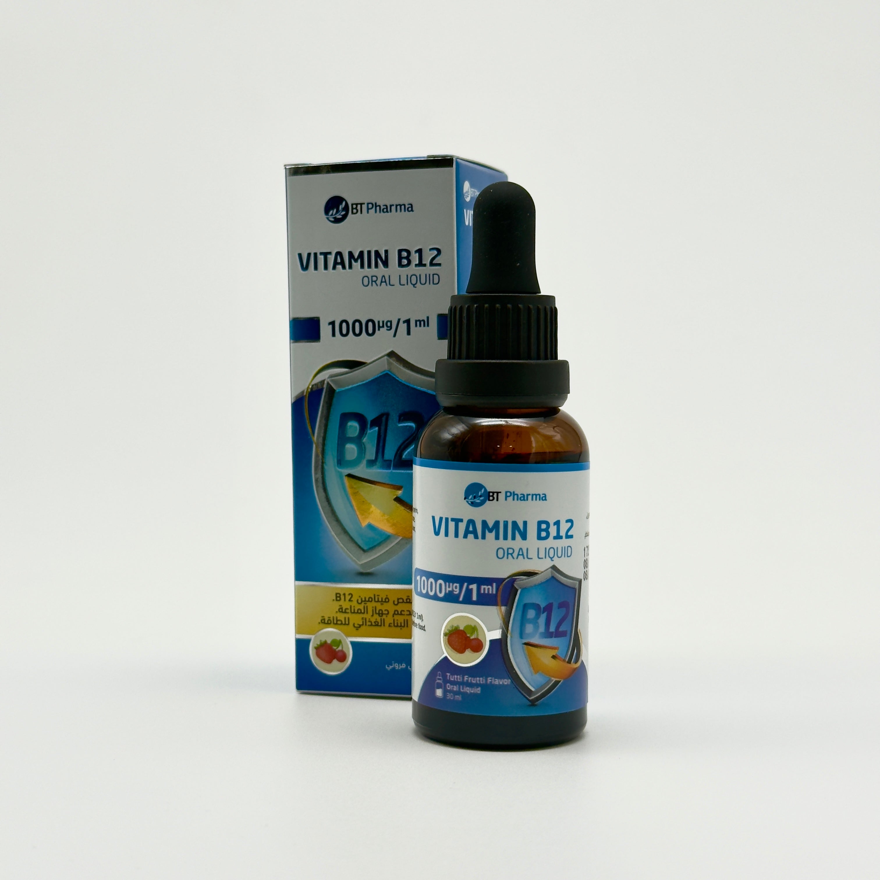 Bt Pharma B12 Liquid 1000 mcg/ml – 30 ml -  بي تي فارما فيتامين ب12 سائل للأطفال 1000 مكغ/مل – 30 مل
