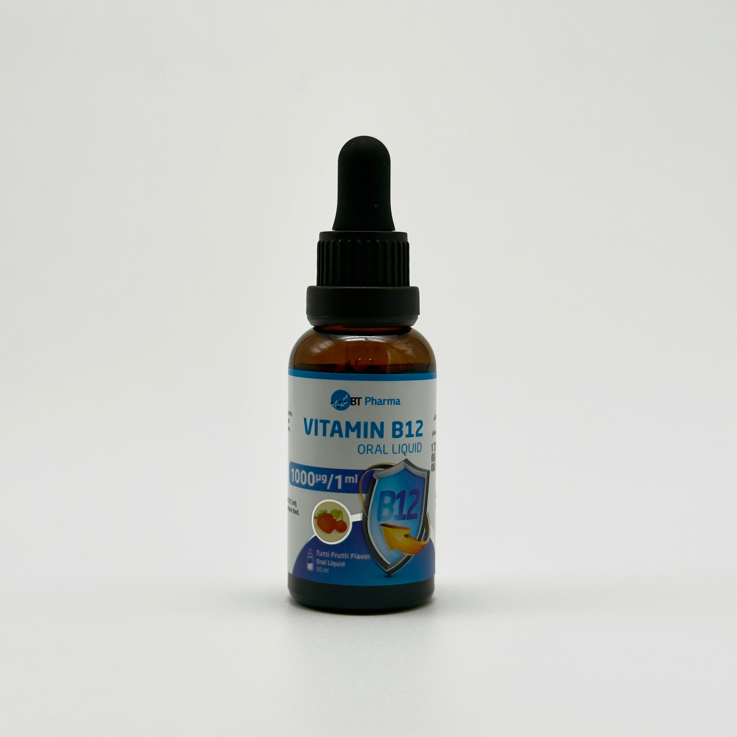 Bt Pharma B12 Liquid 1000 mcg/ml – 30 ml -  بي تي فارما فيتامين ب12 سائل للأطفال 1000 مكغ/مل – 30 مل