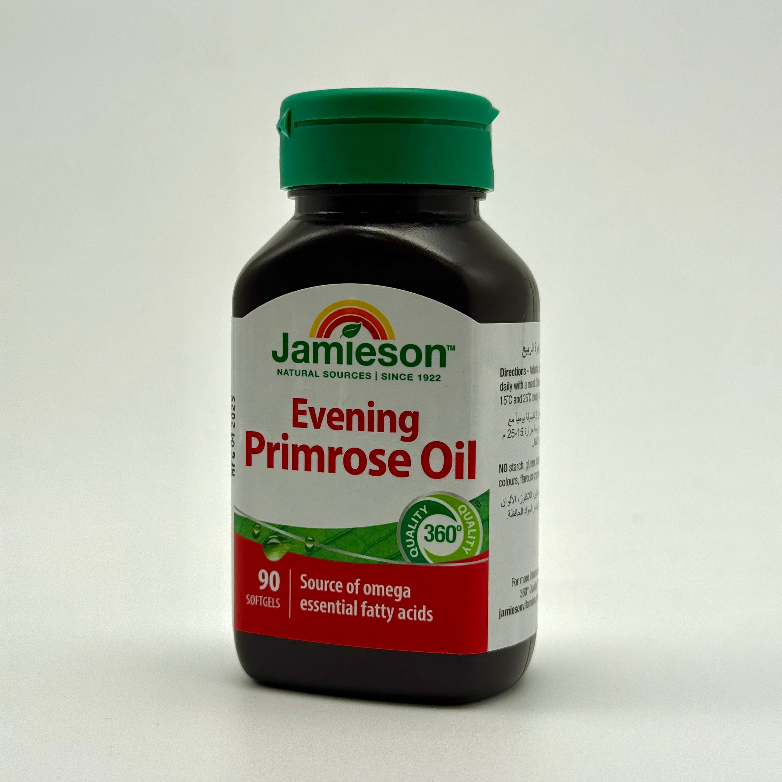 Jamieson Evening Primrose Oil 500 mg – 90 Softgels  - جاميسون زيت زهرة الربيع المسائية 500 ملغ – 90 كبسولة
