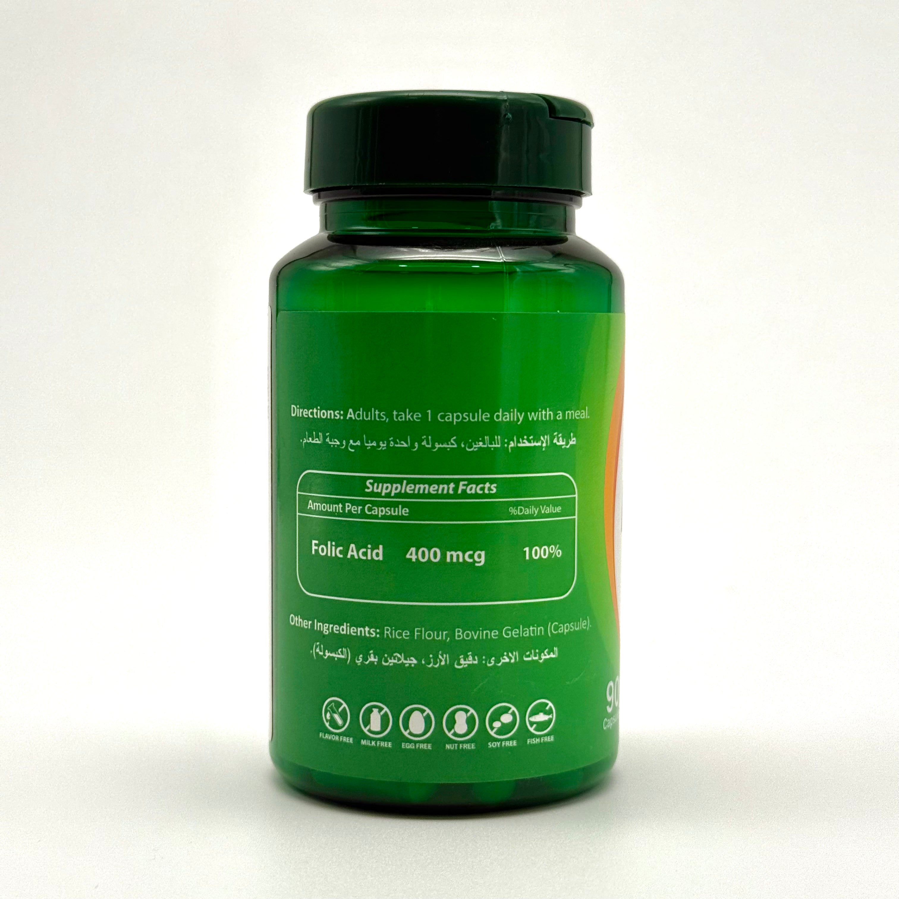 BioEnergyTech Folic Acid 400 mcg | Heart Health & Pregnancy Support – 90 Capsules بايو إنيرجي تك حمض الفوليك 400 ميكروغرام | دعم القلب والحمل – 90 كبسولة