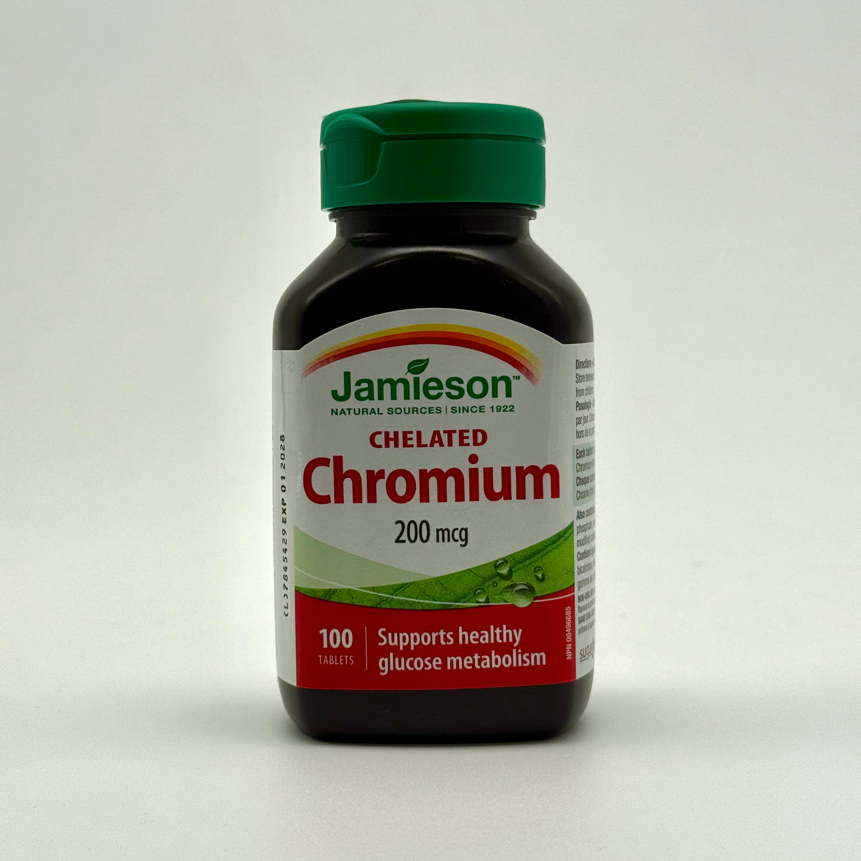 Jamieson Chelated Chromium 200 mcg | Glucose Metabolism Support – 100 Tablets جاميسون كروميوم مخلب | دعم التمثيل الغذائي للسكر – 100 قرص