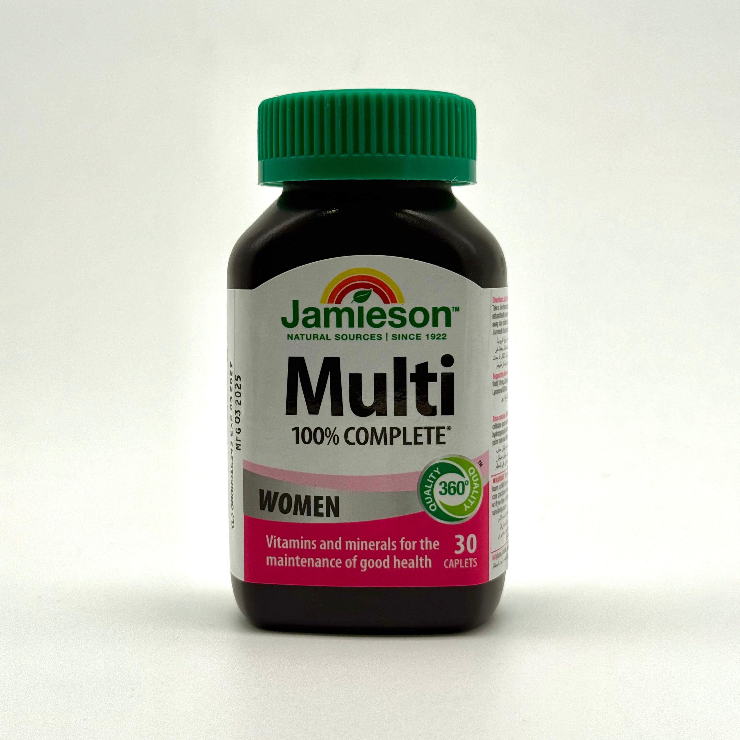 Jamieson 100% Complete Multivitamin for Women | Daily Energy, Beauty & Immune Support – 30 Caplets جاميسون ملتي فيتامين للنساء 100% كومبليت | دعم الطاقة والجمال والمناعة – 30 كبسولة