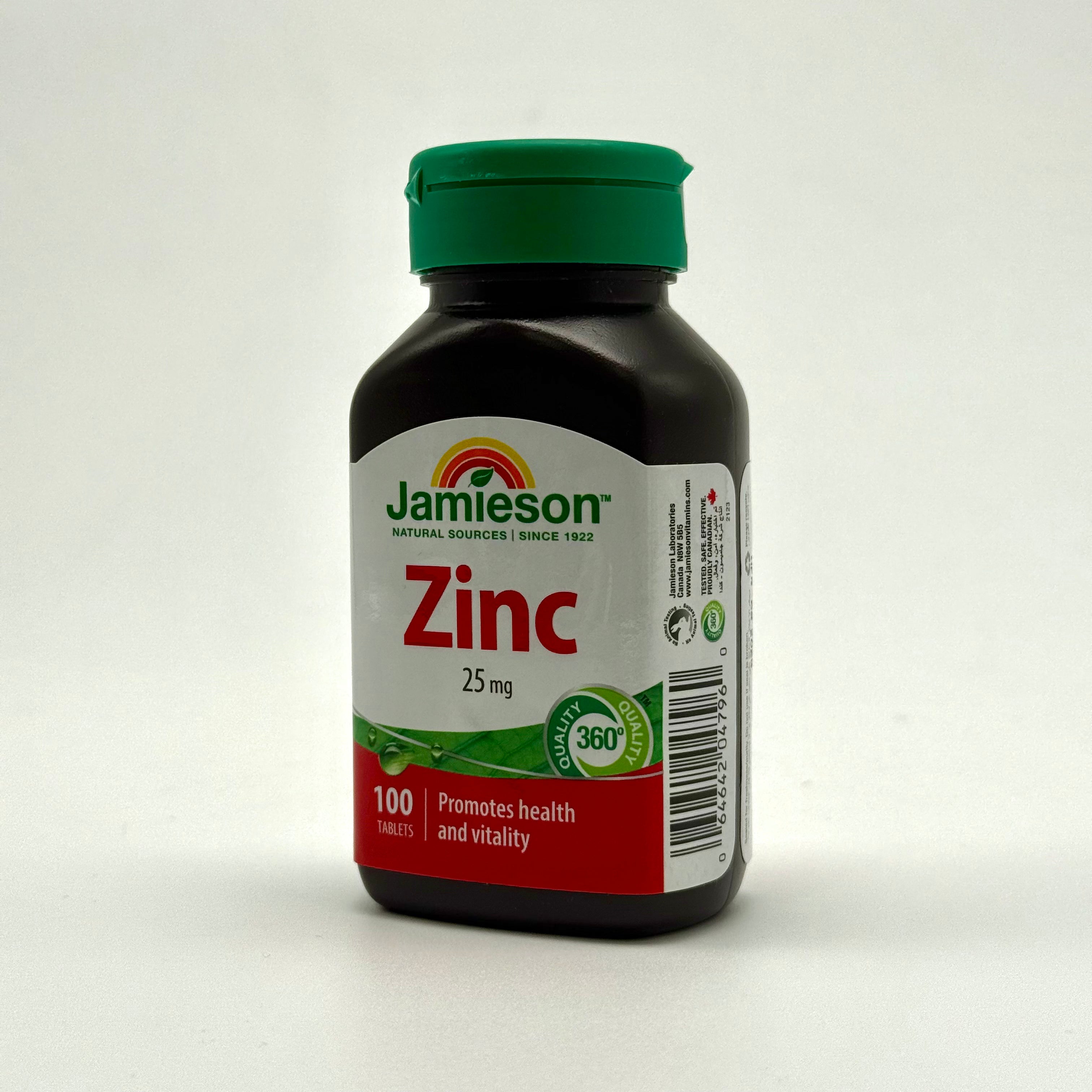 amieson Zinc 25 mg | High Absorption Immune & Skin Support – 100 Tablets جاميسون زنك 25 ملغ | دعم المناعة والبشرة عالي الامتصاص – 100 قرص
