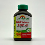 Jamieson Omega-3 Complex | Wild Salmon & Fish Oils – Heart & Brain Support – 120 Softgels جاميسون أوميغا 3 كومبلكس | زيت سلمون بري وزيوت أسماك – دعم القلب والدماغ – 120 كبسولة
