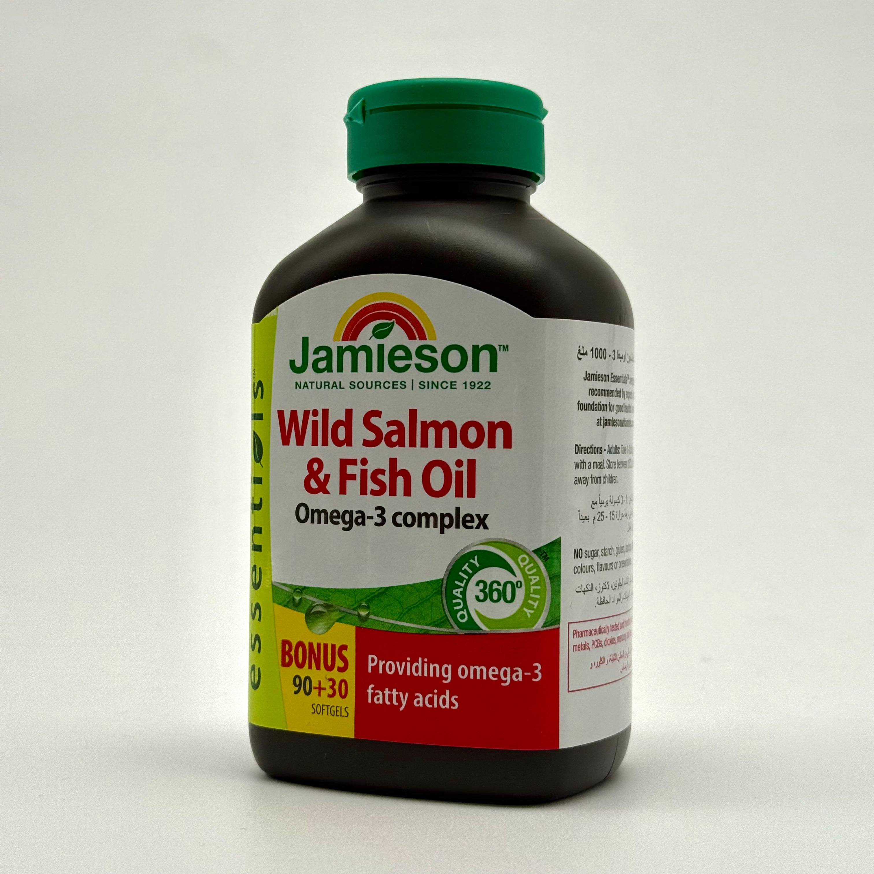 Jamieson Omega-3 Complex | Wild Salmon & Fish Oils – Heart & Brain Support – 120 Softgels جاميسون أوميغا 3 كومبلكس | زيت سلمون بري وزيوت أسماك – دعم القلب والدماغ – 120 كبسولة