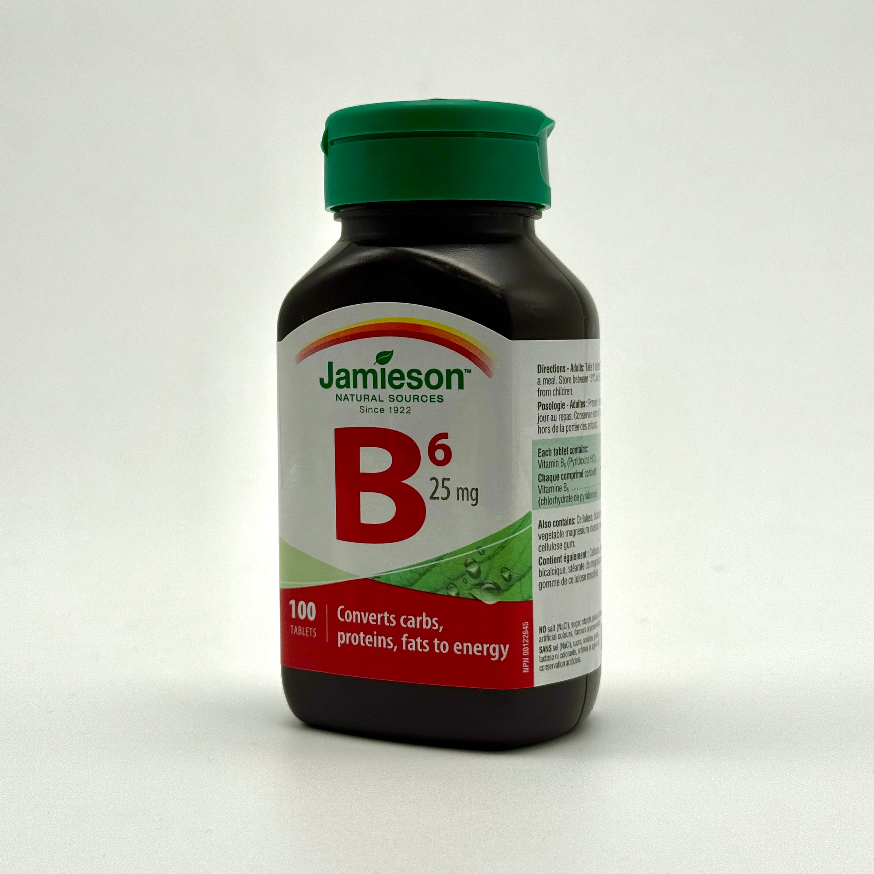 Jamieson Vitamin B6 (Pyridoxine) 25 mg | Nervous System & Energy Support – 100 Tablets جاميسون فيتامين ب6 (بيريدوكسين) 25 ملغ | دعم الأعصاب والطاقة – 100 قرص