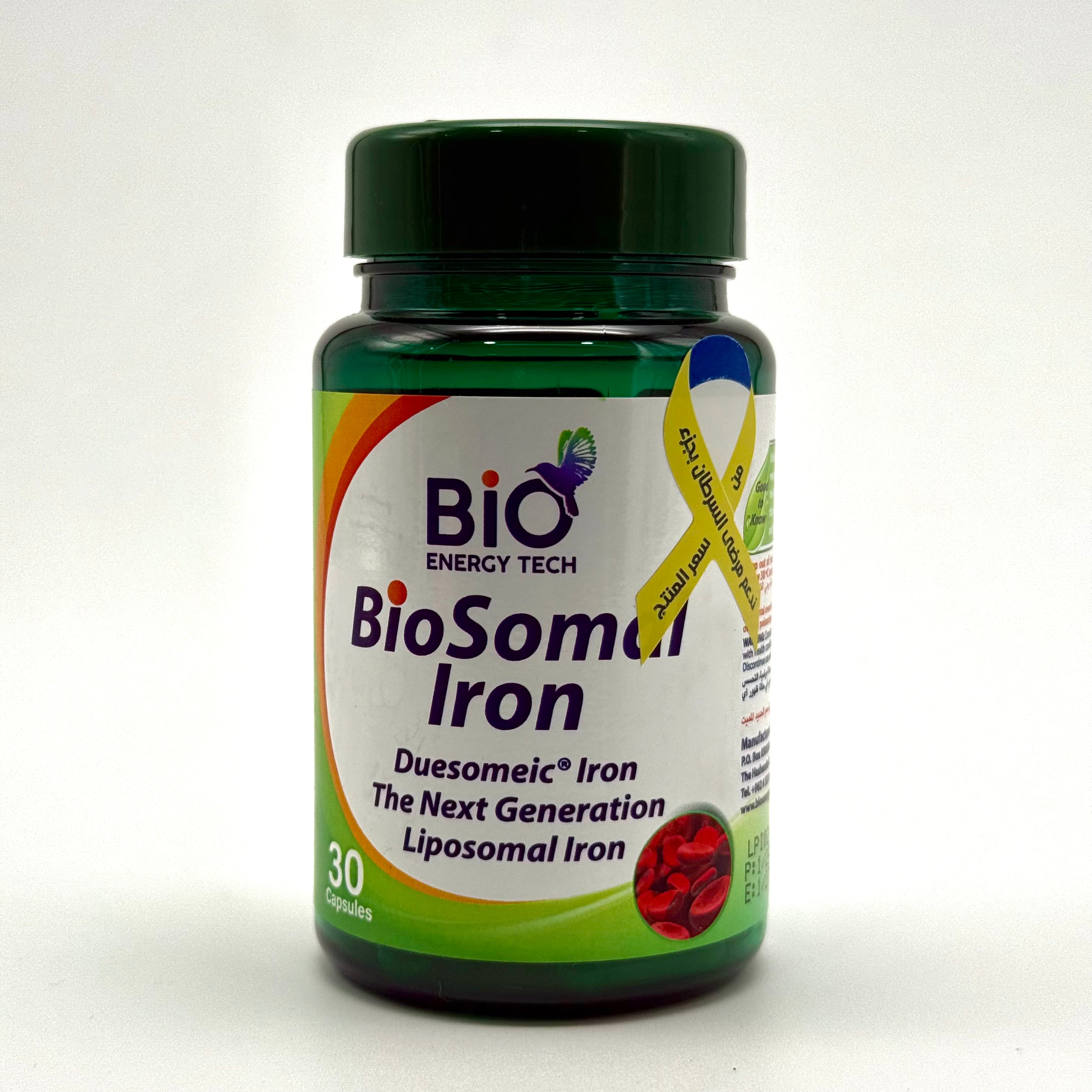 BioSomal Liposomal Iron 30 mg + Quatrefolic®, B6 & B12 | Hemoglobin & Red Blood Cell Support | 30 Capsules بايوسومال ليبوسومال آيرون 30 ملغ + كواتريفوليك، ب6 وب12 | دعم الهيموغلوبين وخلايا الدم الحمراء – 30 كبسولة
