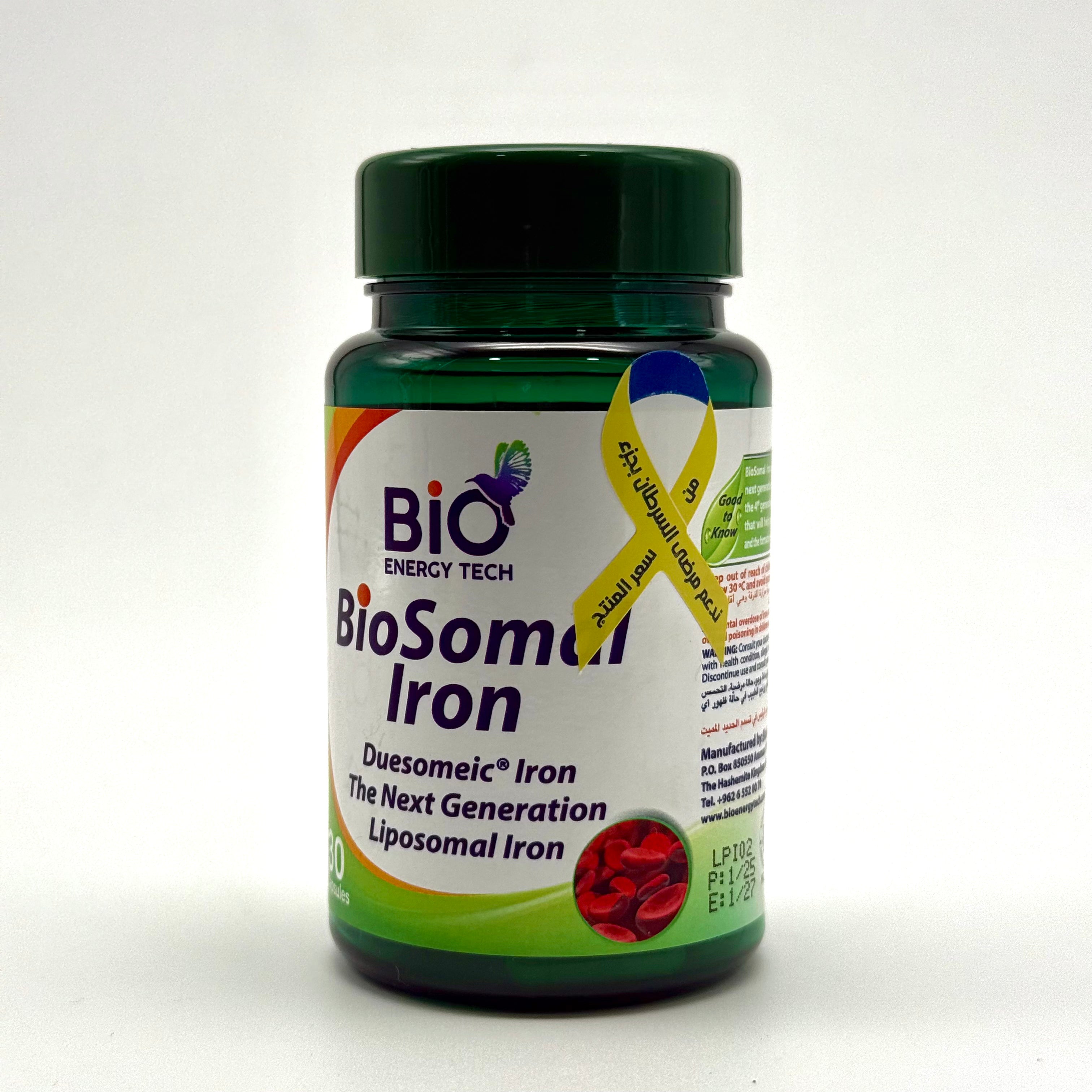 BioSomal Liposomal Iron 30 mg + Quatrefolic®, B6 & B12 | Hemoglobin & Red Blood Cell Support | 30 Capsules بايوسومال ليبوسومال آيرون 30 ملغ + كواتريفوليك، ب6 وب12 | دعم الهيموغلوبين وخلايا الدم الحمراء – 30 كبسولة